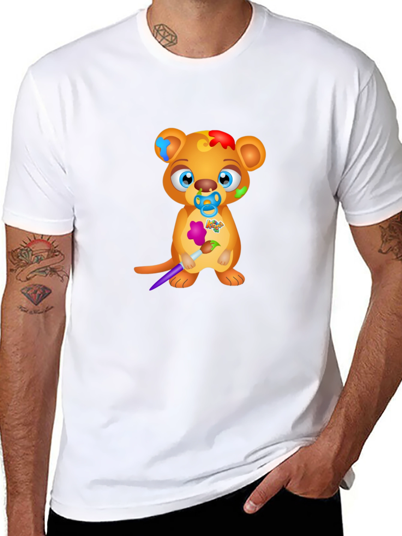 Cartoon Bear Artist Graphic Tee
