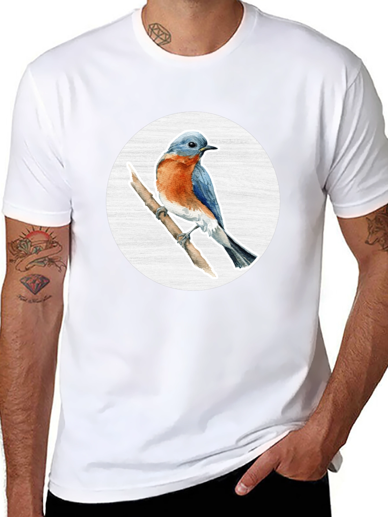 Bluebird Branch Graphic Tee - Stylish Bird Lover T-Shirt
