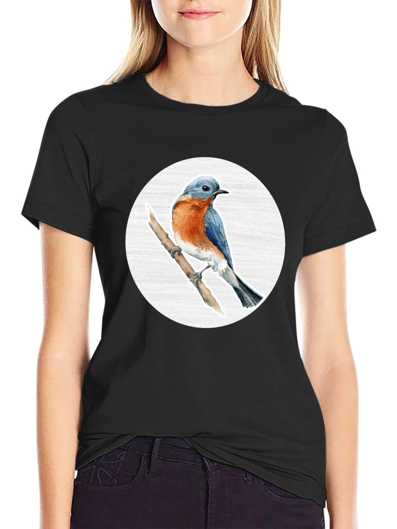 Bluebird Branch Graphic Tee - Stylish Bird Lover T-Shirt