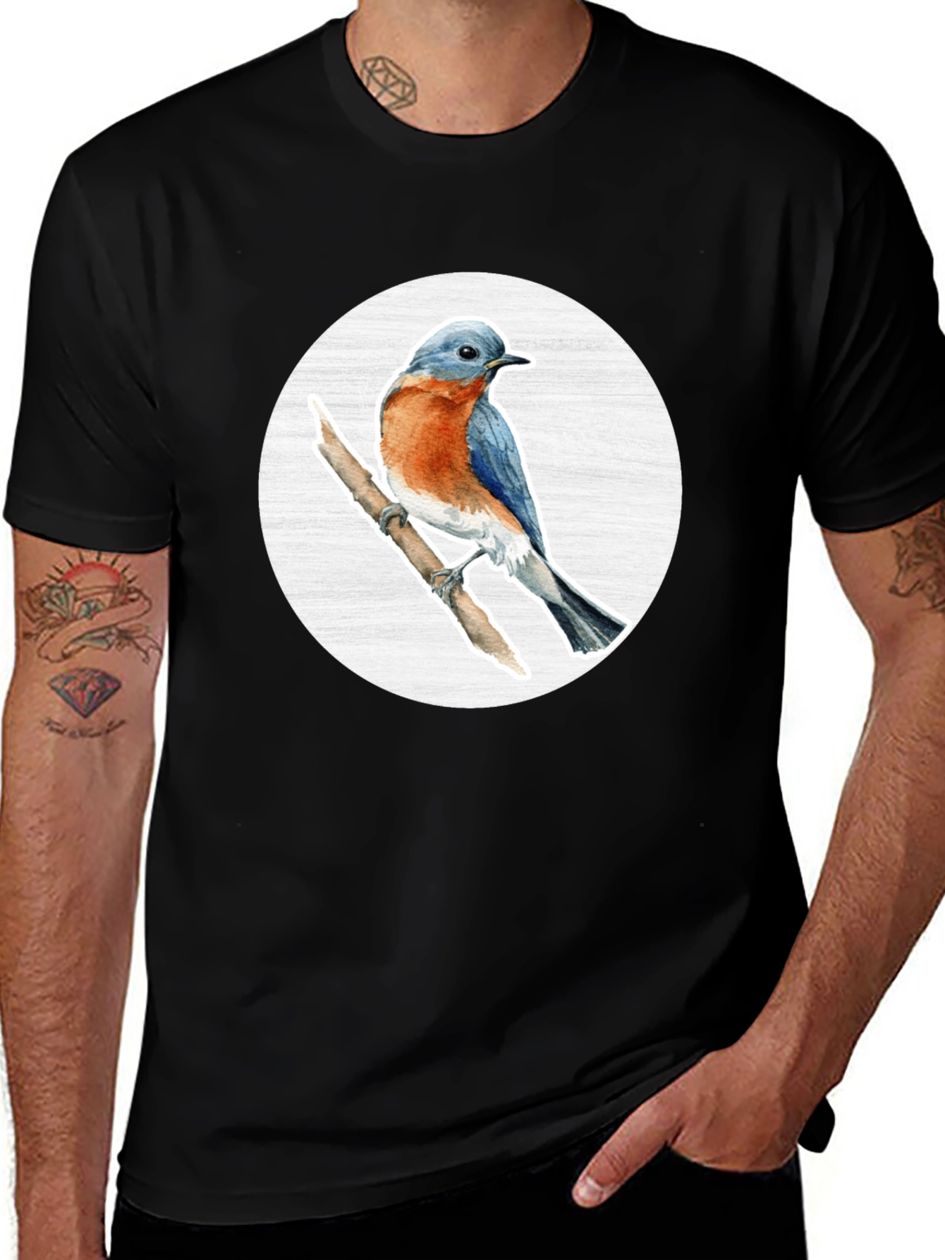 Bluebird Branch Graphic Tee - Stylish Bird Lover T-Shirt