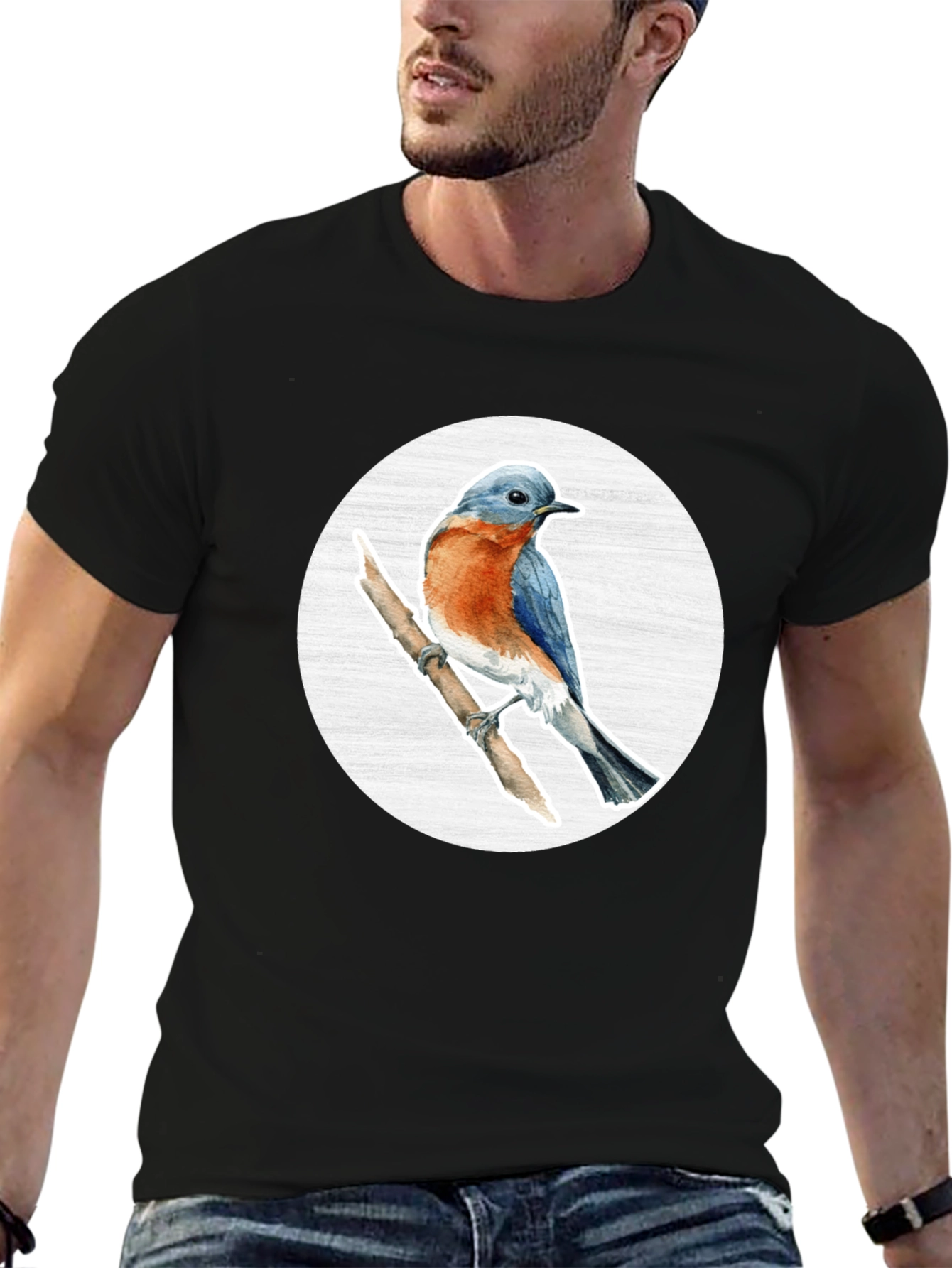 Bluebird Branch Graphic Tee - Stylish Bird Lover T-Shirt