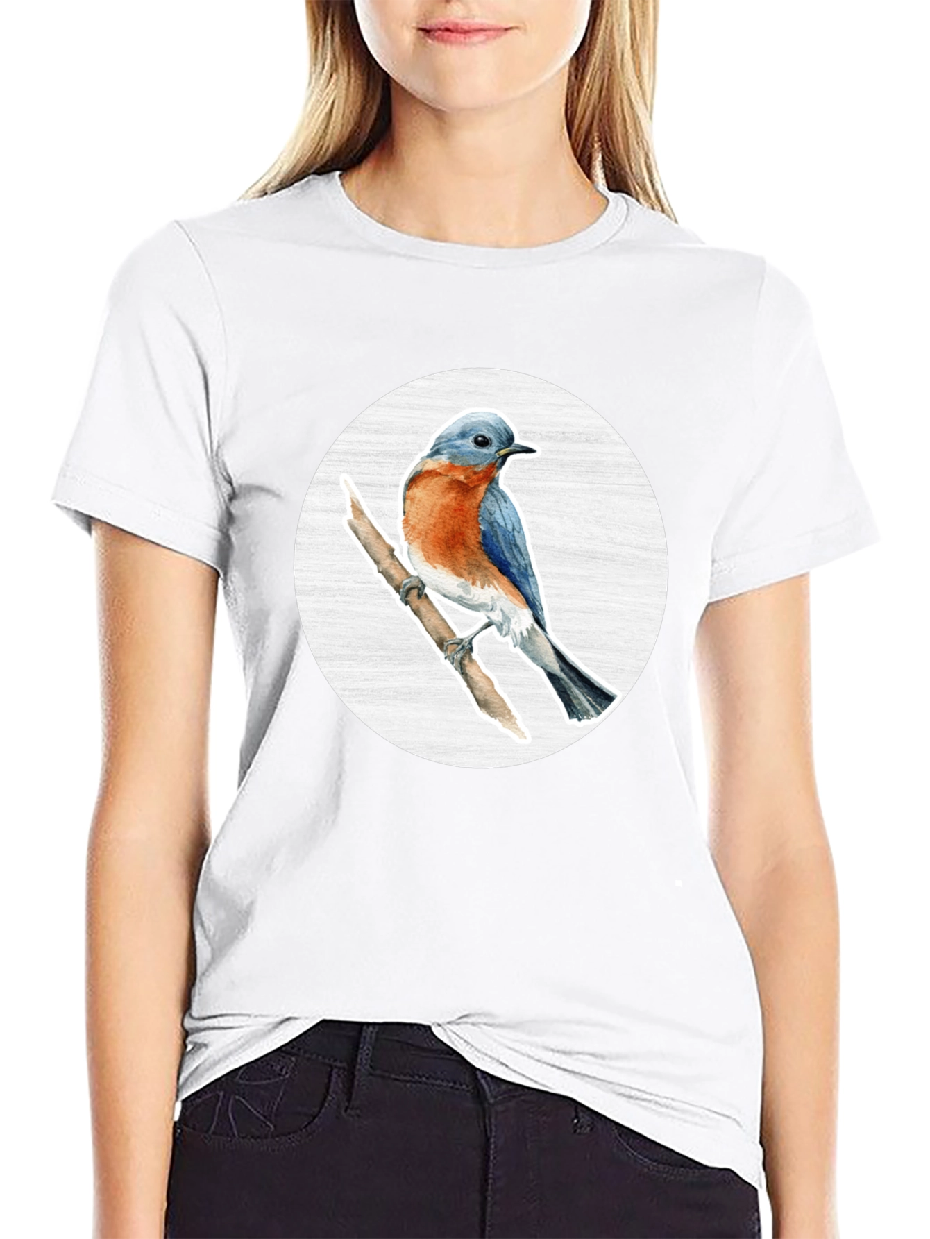 Bluebird Branch Graphic Tee - Stylish Bird Lover T-Shirt
