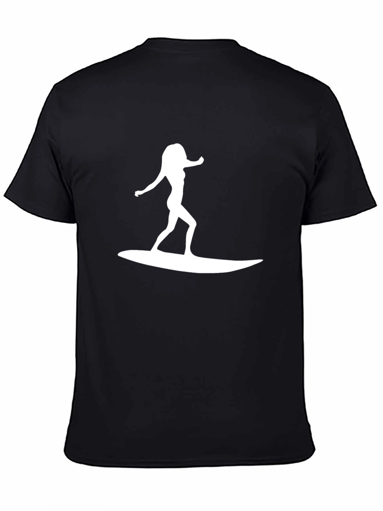 Surfer Girl Tee - Black Cotton Graphic T-Shirt