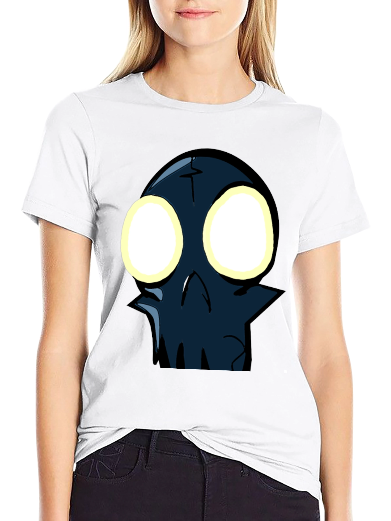 Glow-Eyed Skull Graphic T-Shirt - Black