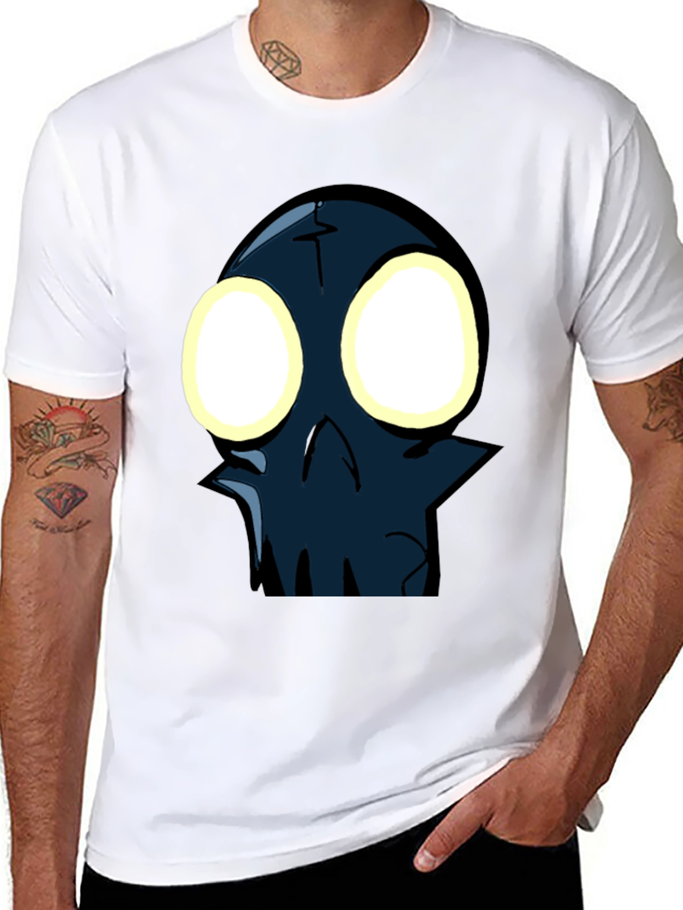 Glow-Eyed Skull Graphic T-Shirt - Black