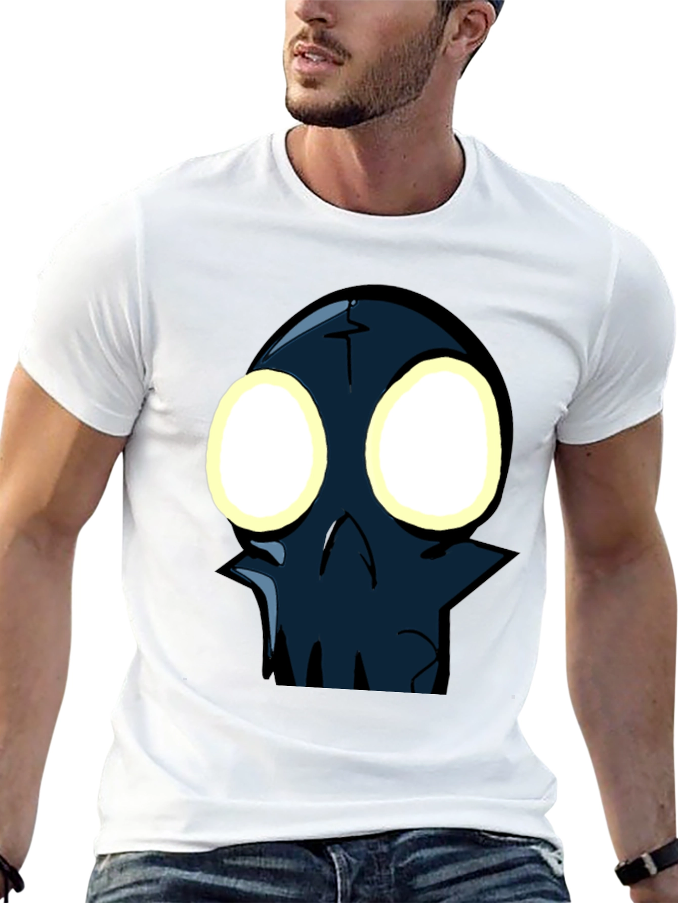 Glow-Eyed Skull Graphic T-Shirt - Black