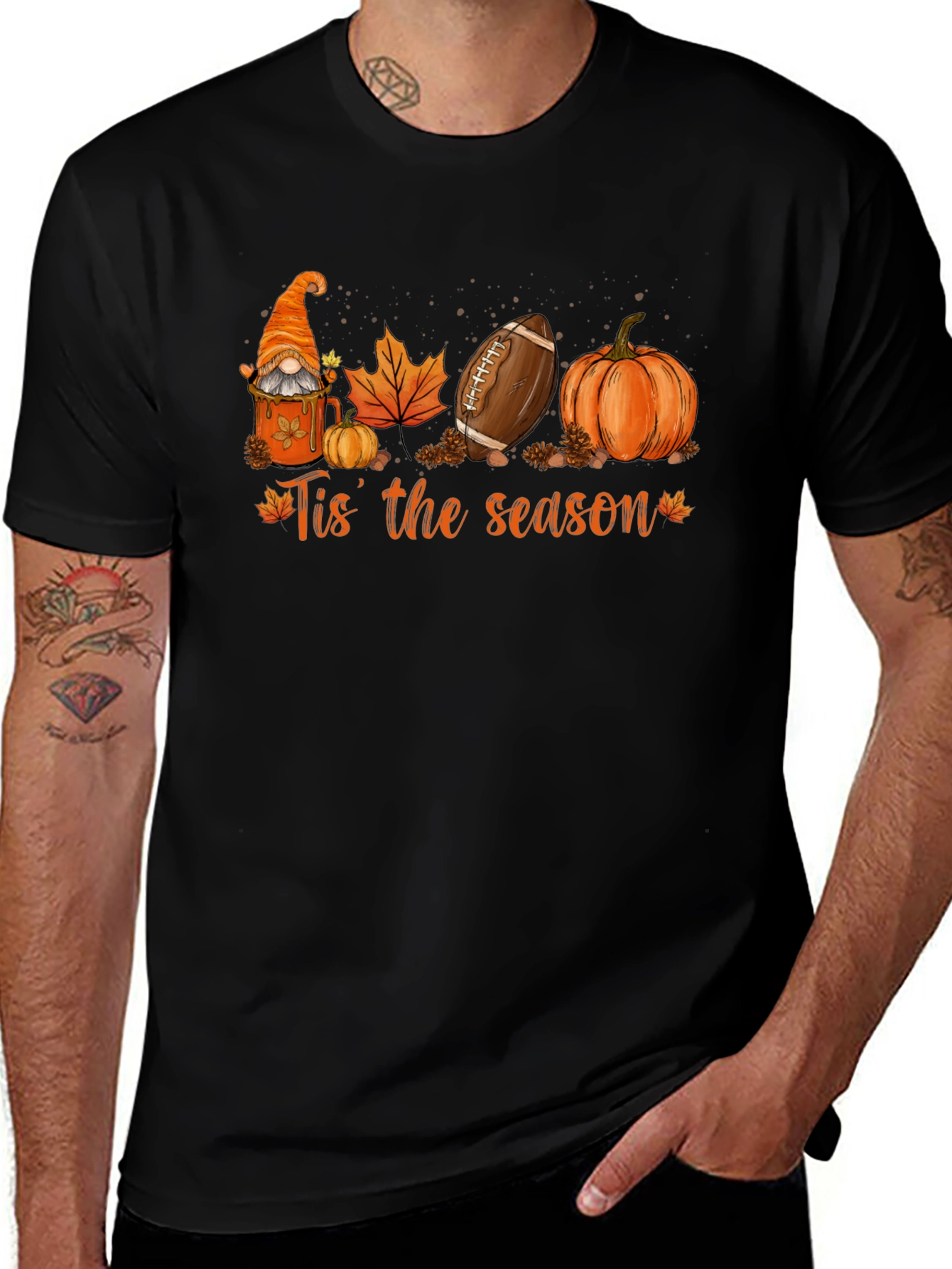 Tis the Season Black Graphic T-Shirt