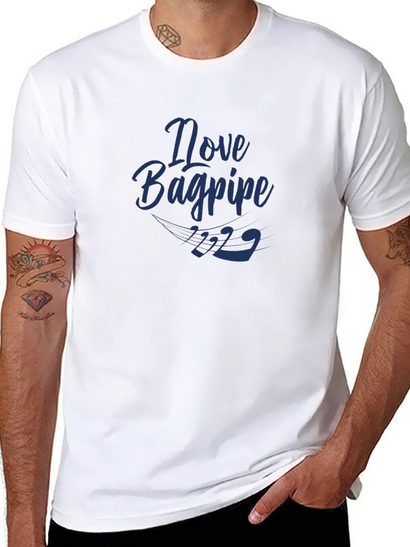 Novelty Bagpipe Graphic Tee - Black