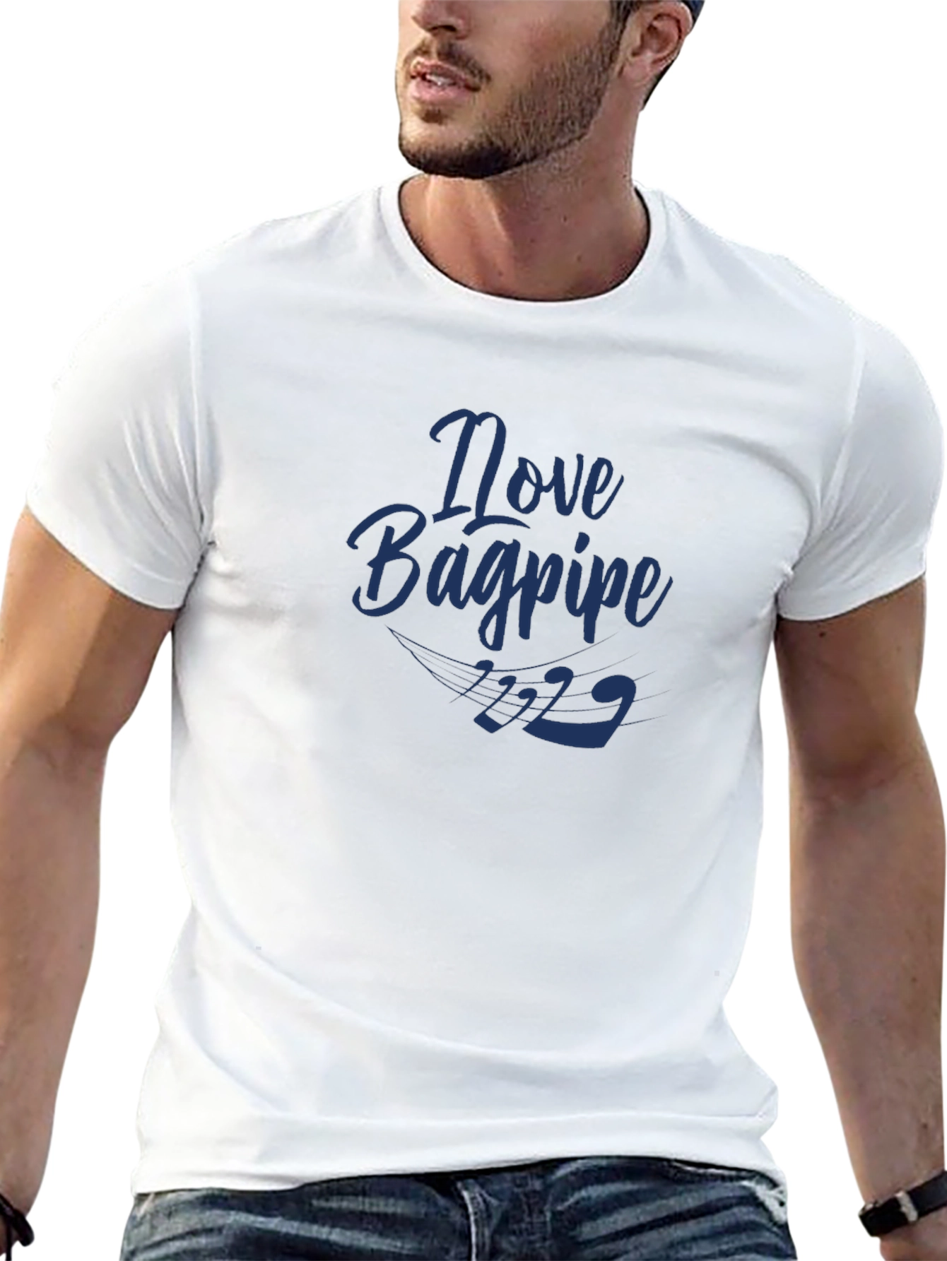 Novelty Bagpipe Graphic Tee - Black