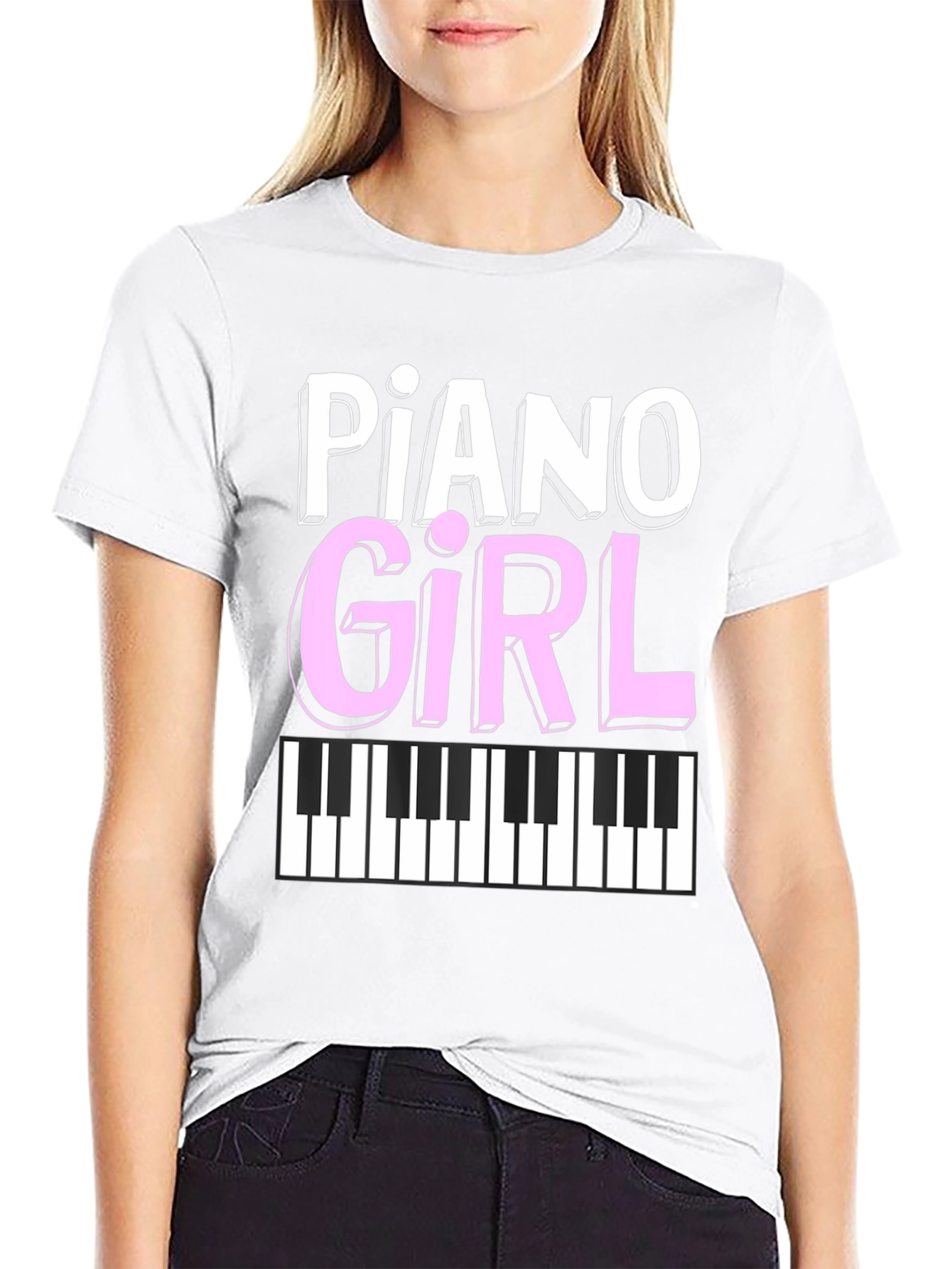Piano Girl Graphic Tee - Music Lover Shirt