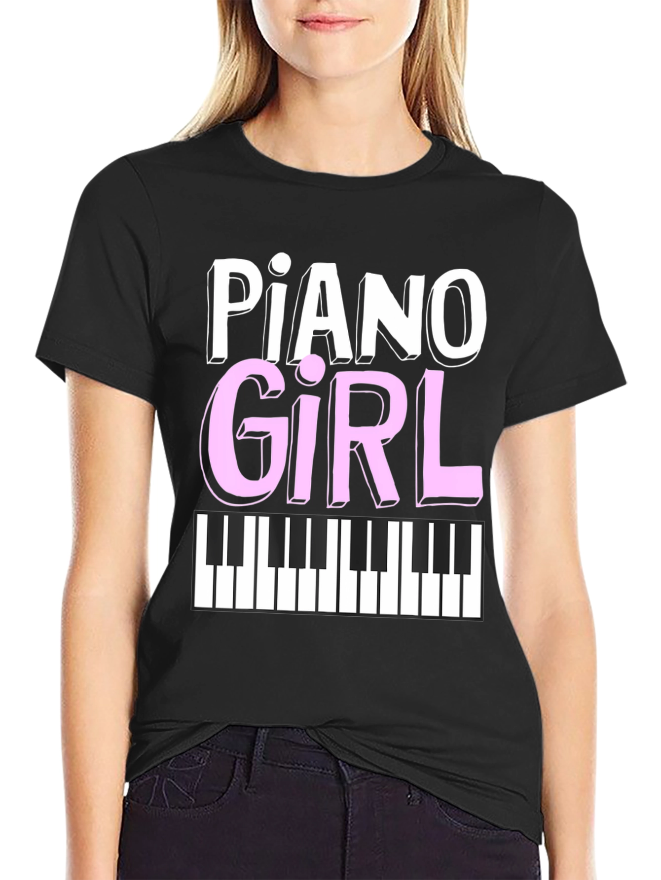 Piano Girl Graphic Tee - Music Lover Shirt
