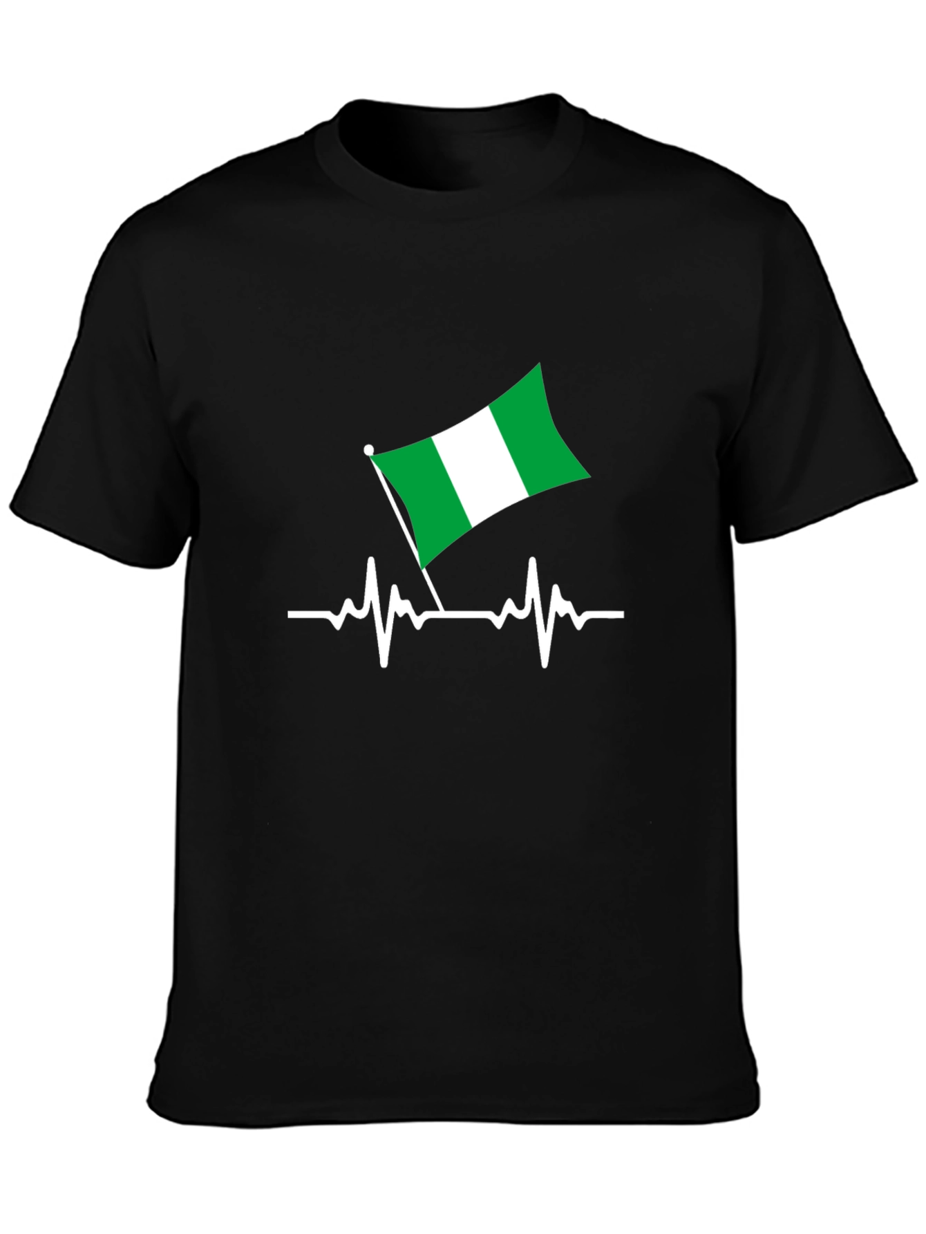 Nigeria Flag Heartbeat Graphic Tee