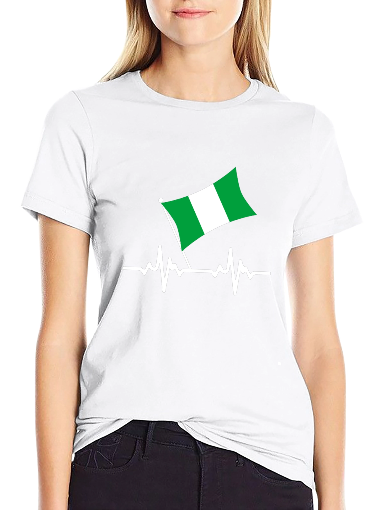 Nigeria Flag Heartbeat Graphic Tee