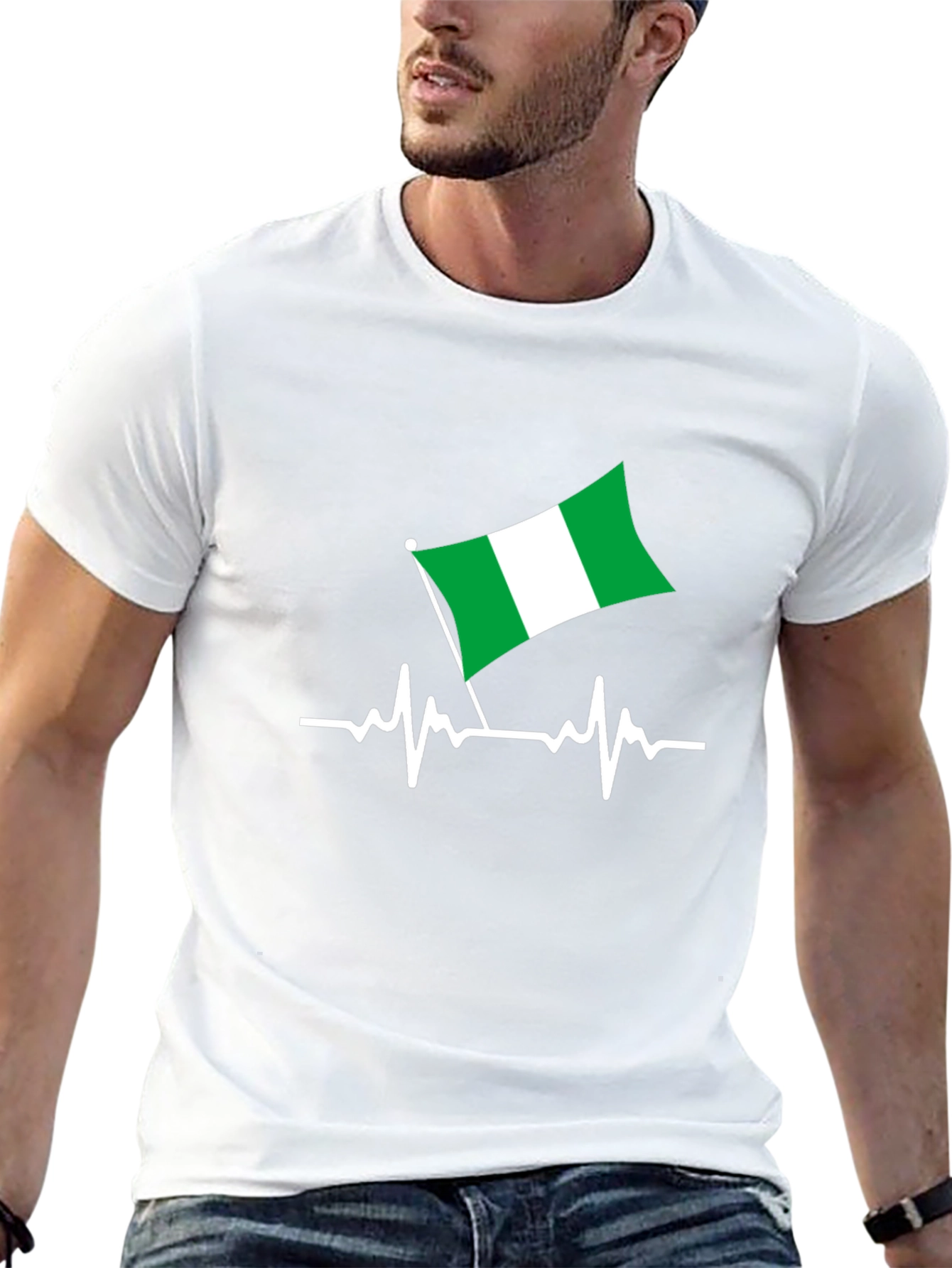 Nigeria Flag Heartbeat Graphic Tee