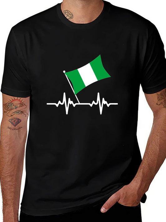 Nigeria Flag Heartbeat Graphic Tee