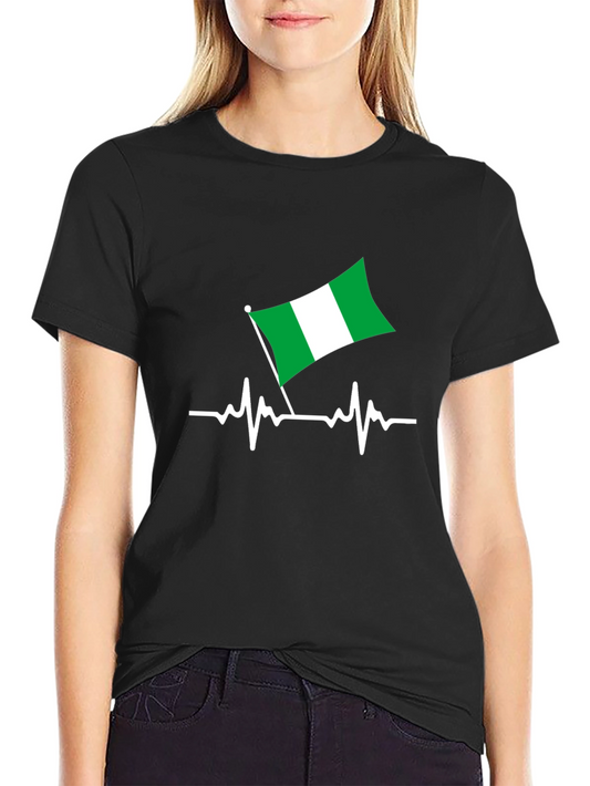 Nigeria Flag Heartbeat Graphic Tee