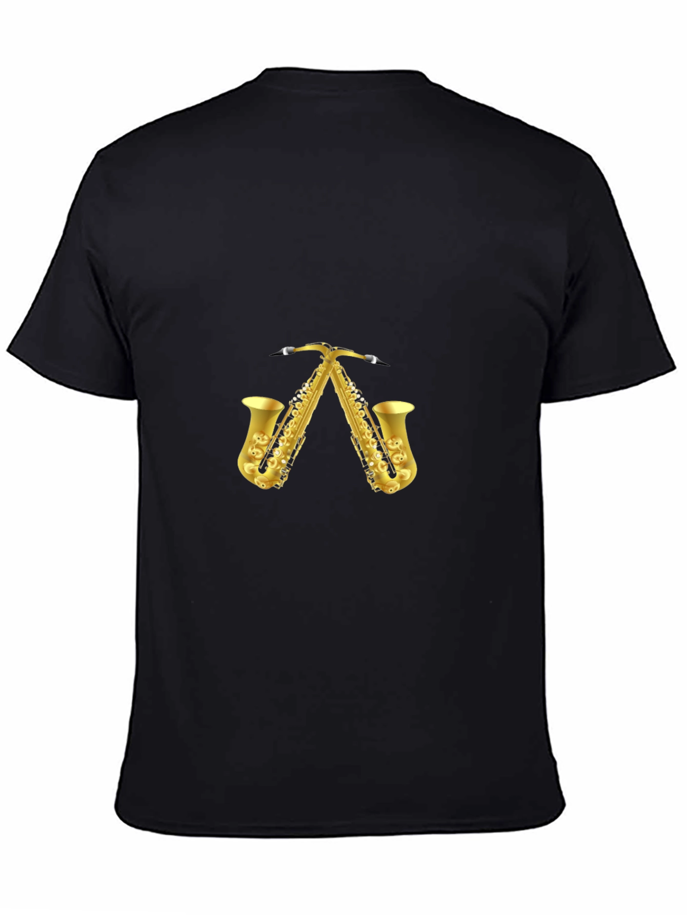 Saxophone Pattern Black T-Shirt