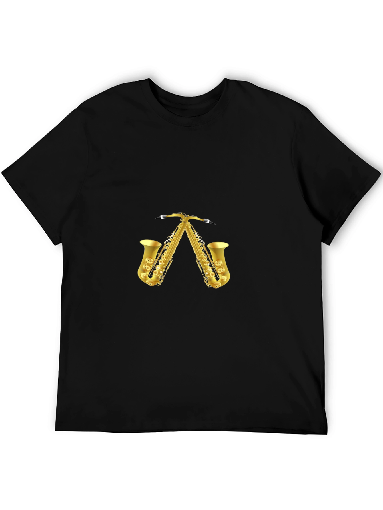 Saxophone Pattern Black T-Shirt