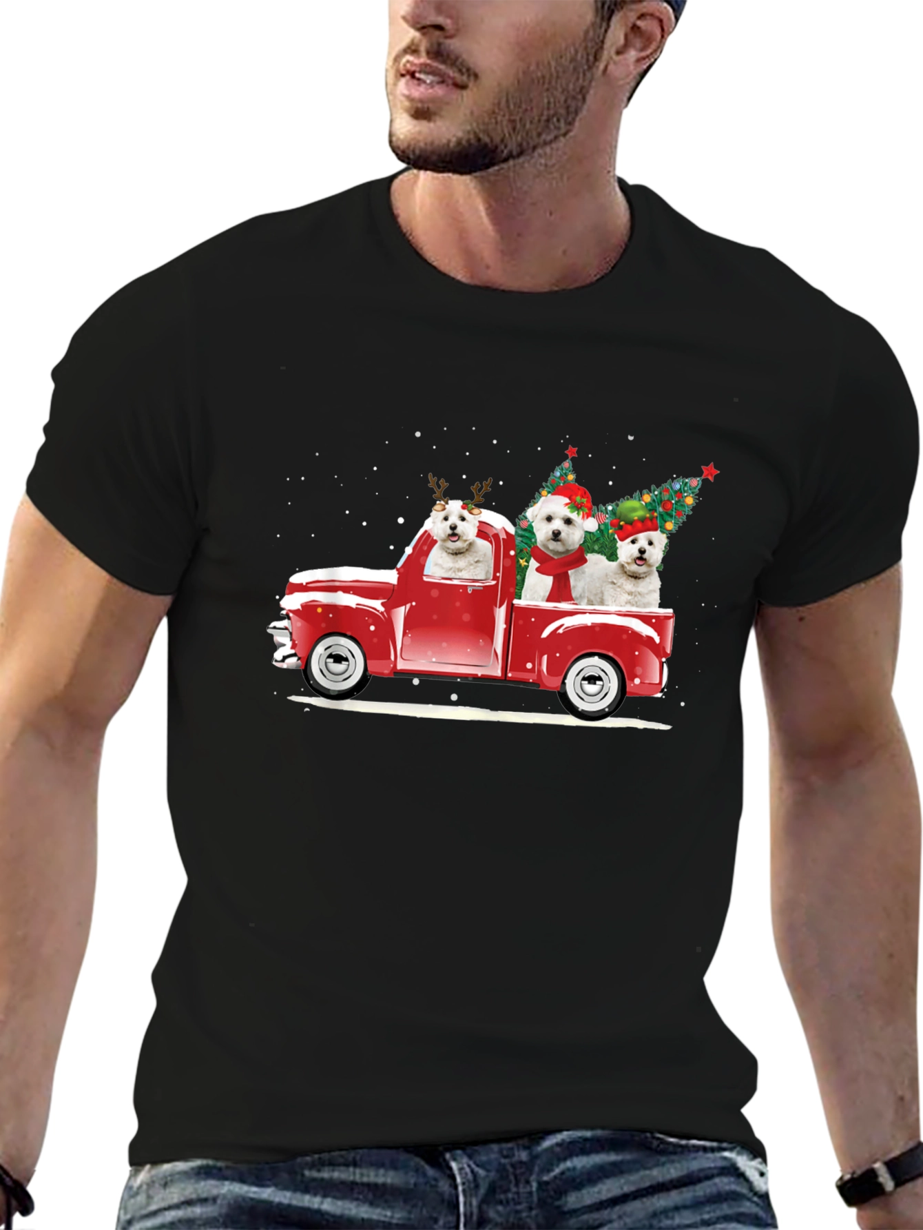 Christmas Dog Truck T-Shirt - Holiday Tee