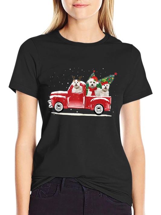 Christmas Dog Truck T-Shirt - Holiday Tee