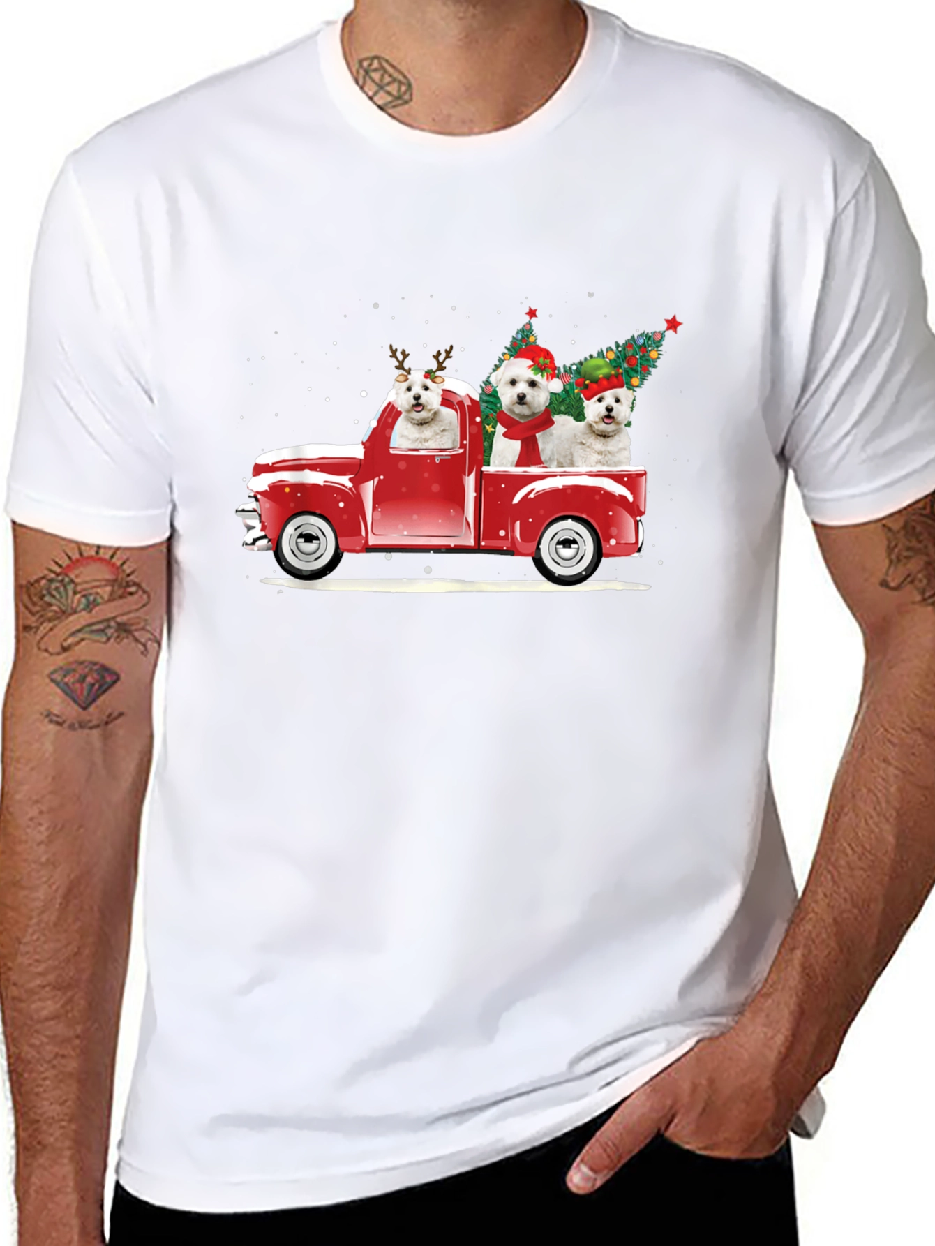 Christmas Dog Truck T-Shirt - Holiday Tee