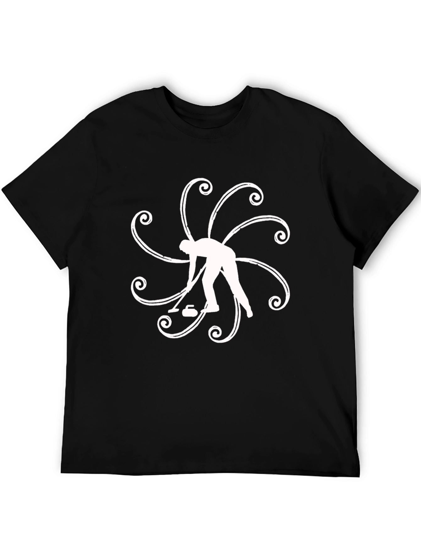 Curling Sport Black T-Shirt Graphic Design