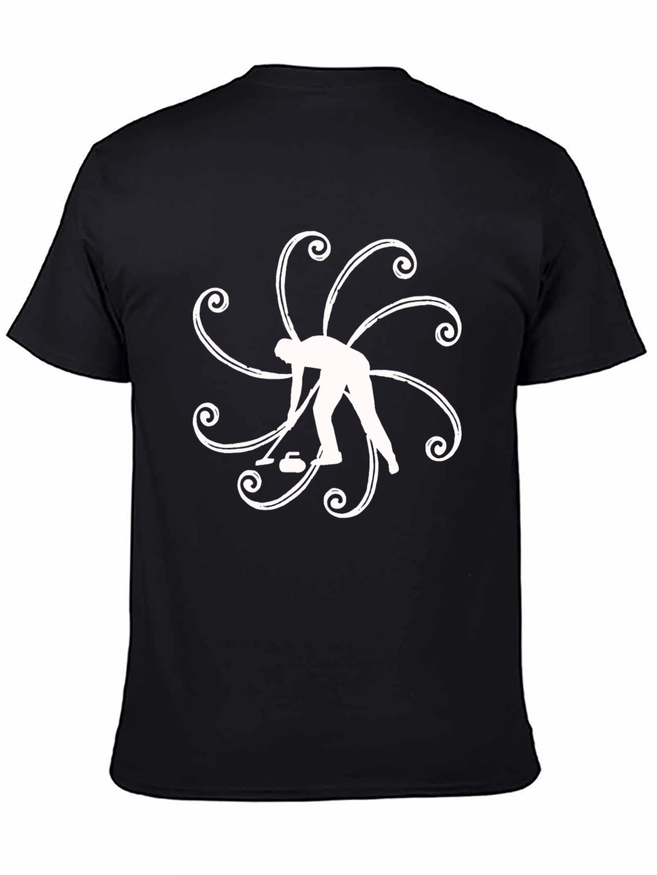 Curling Sport Black T-Shirt Graphic Design