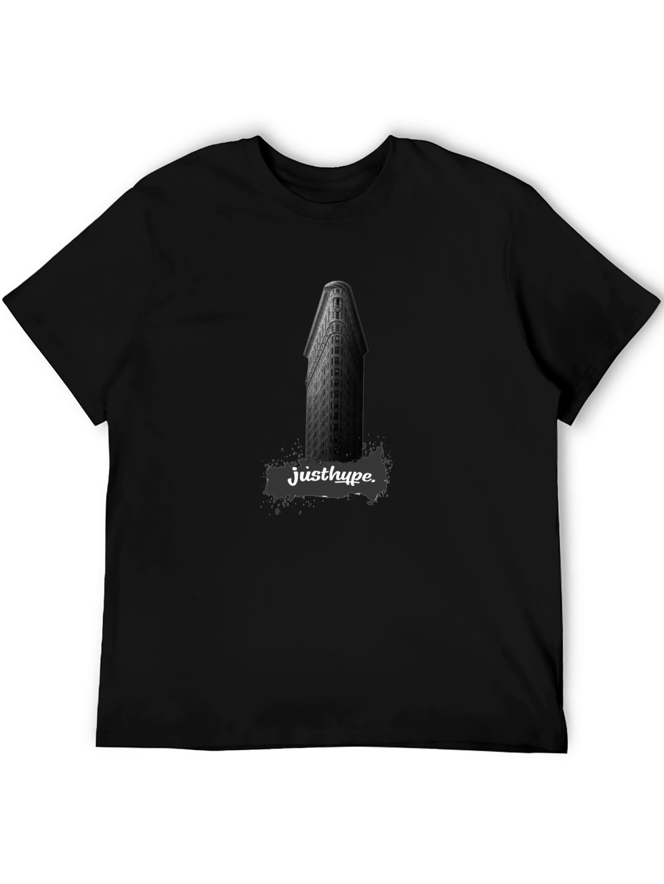 Justhype Building Graphic Tee - Modern Black T-Shirt