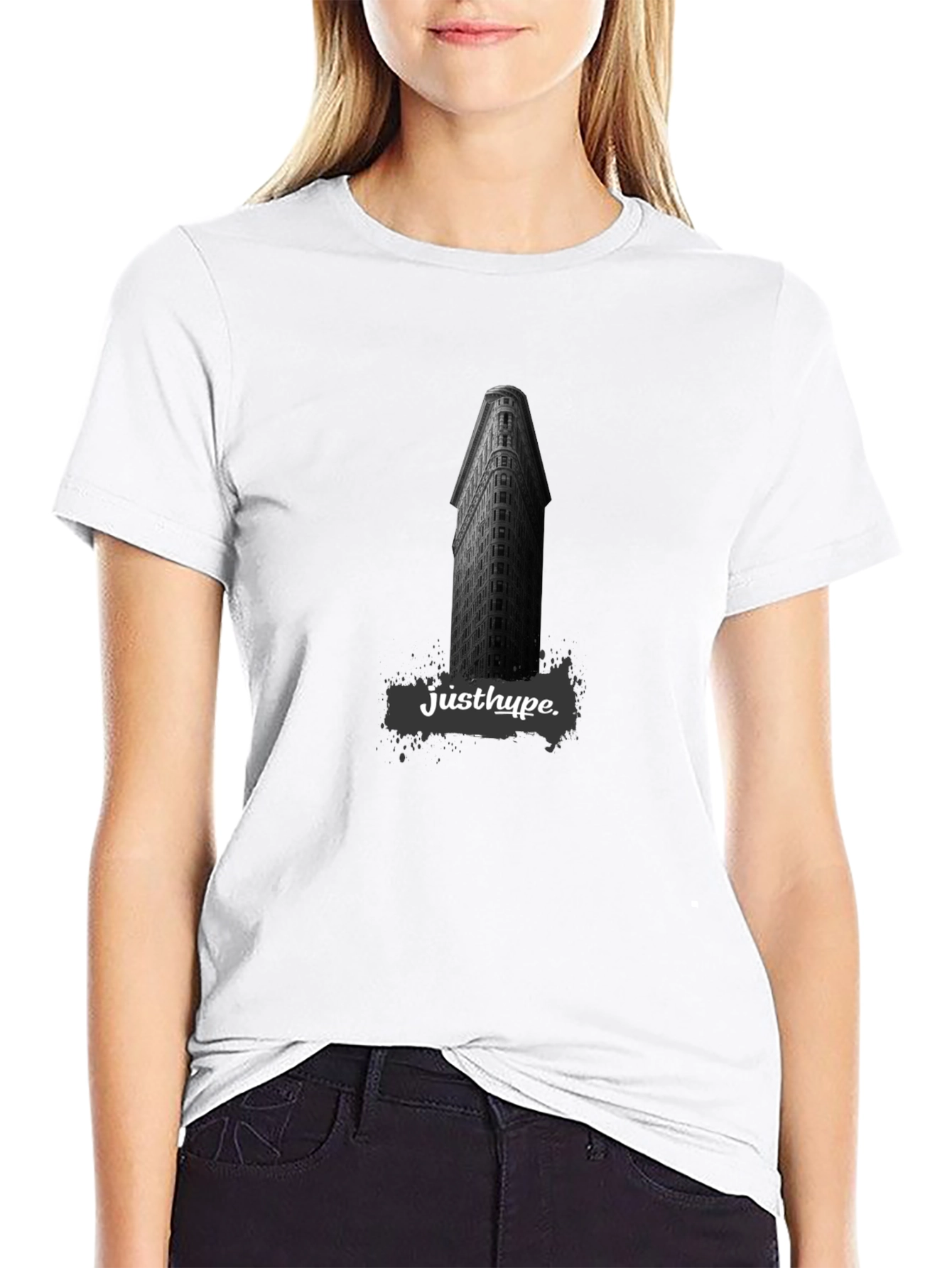 Justhype Building Graphic Tee - Modern Black T-Shirt