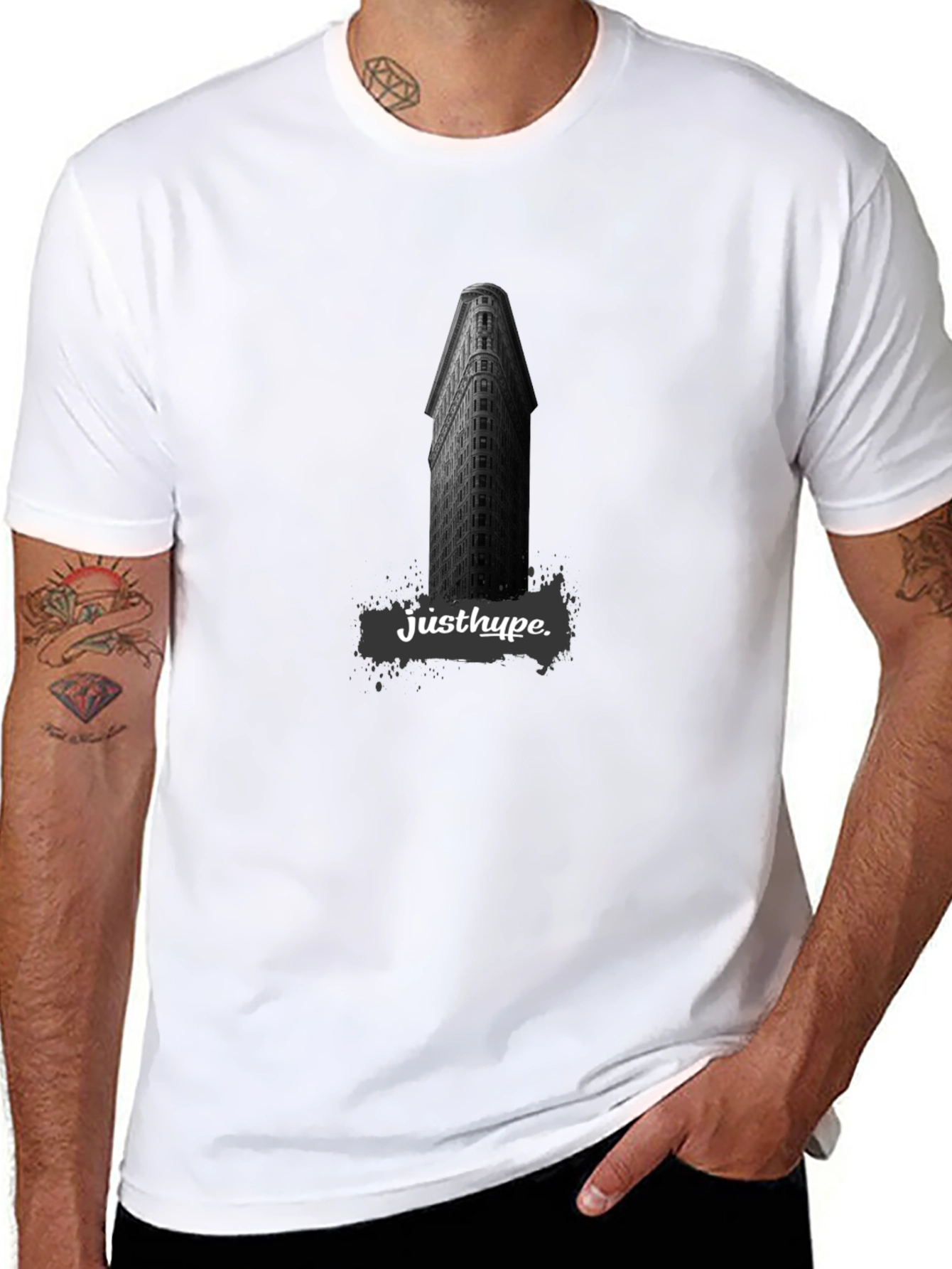 Justhype Building Graphic Tee - Modern Black T-Shirt