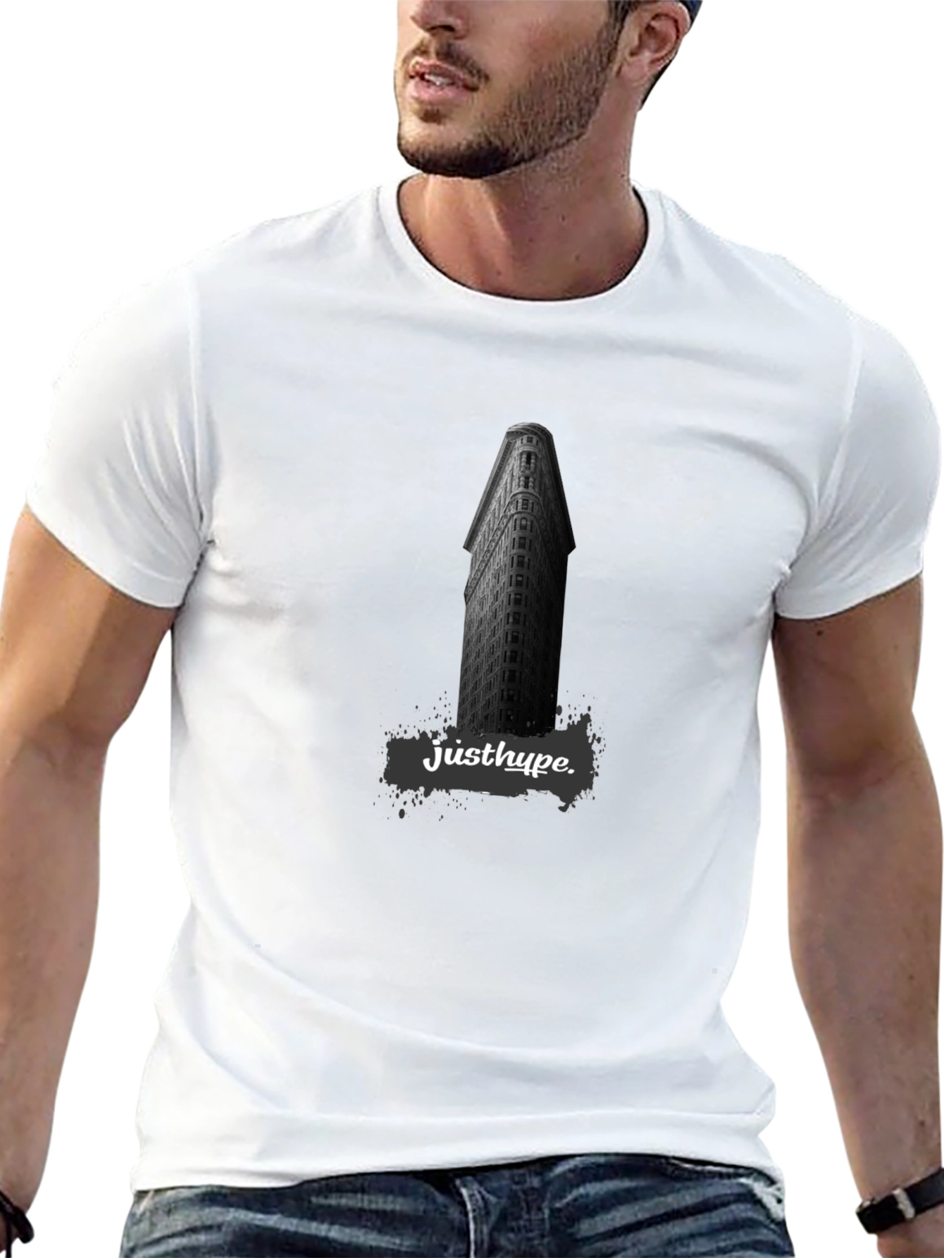 Justhype Building Graphic Tee - Modern Black T-Shirt