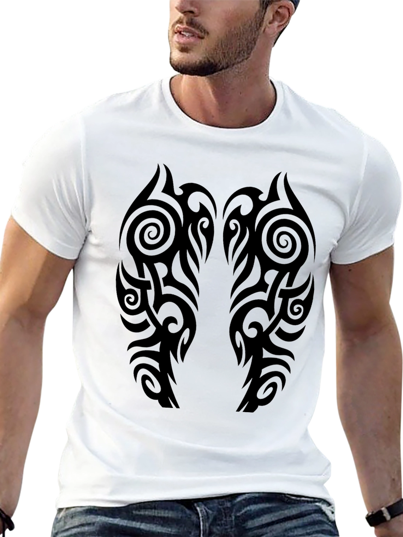 Tribal Tattoo Graphic Tee - Mens Black T-Shirt