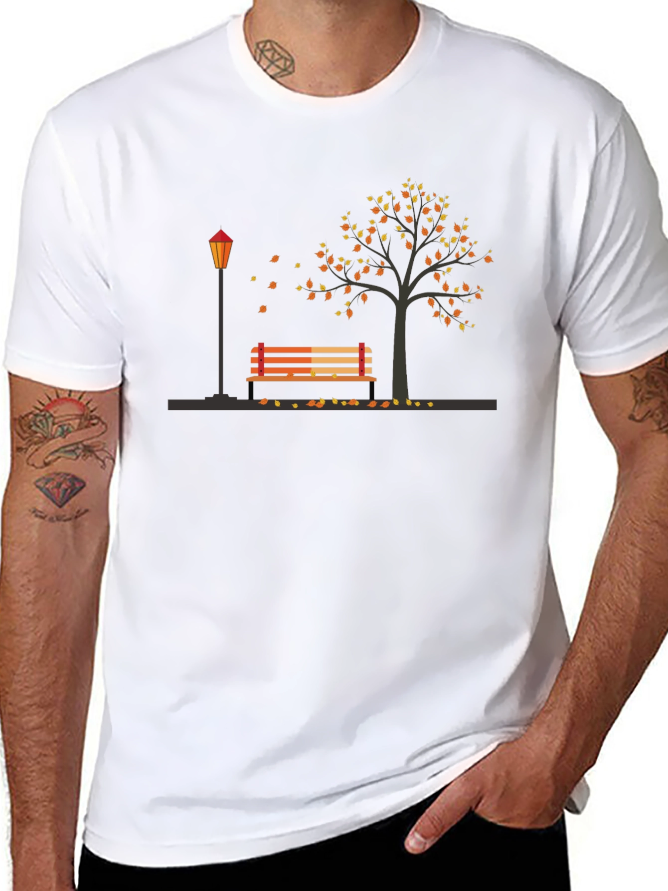 Autumn Park Scene Graphic Tee