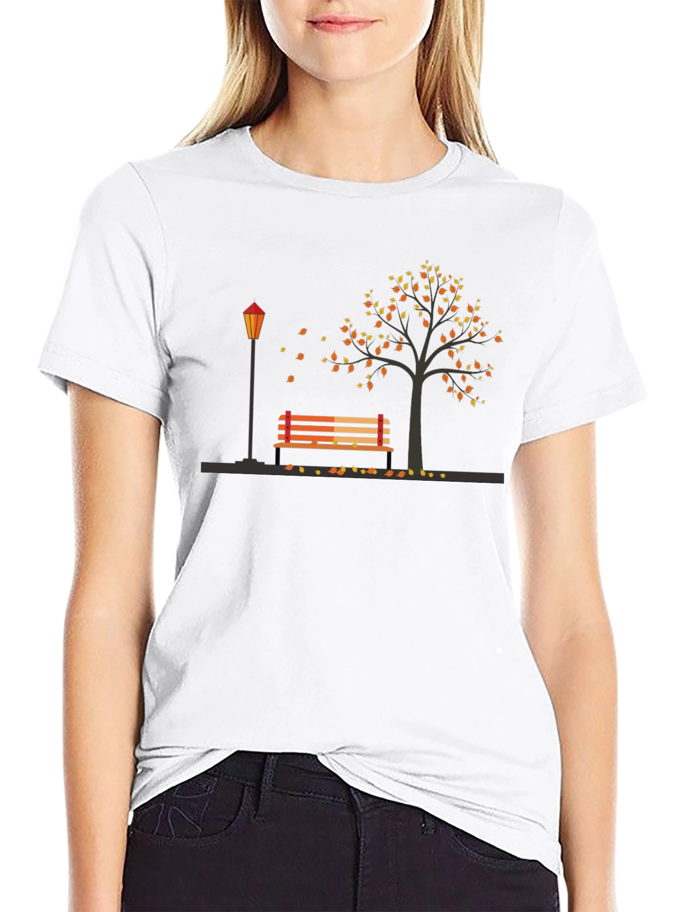 Autumn Park Scene Graphic Tee