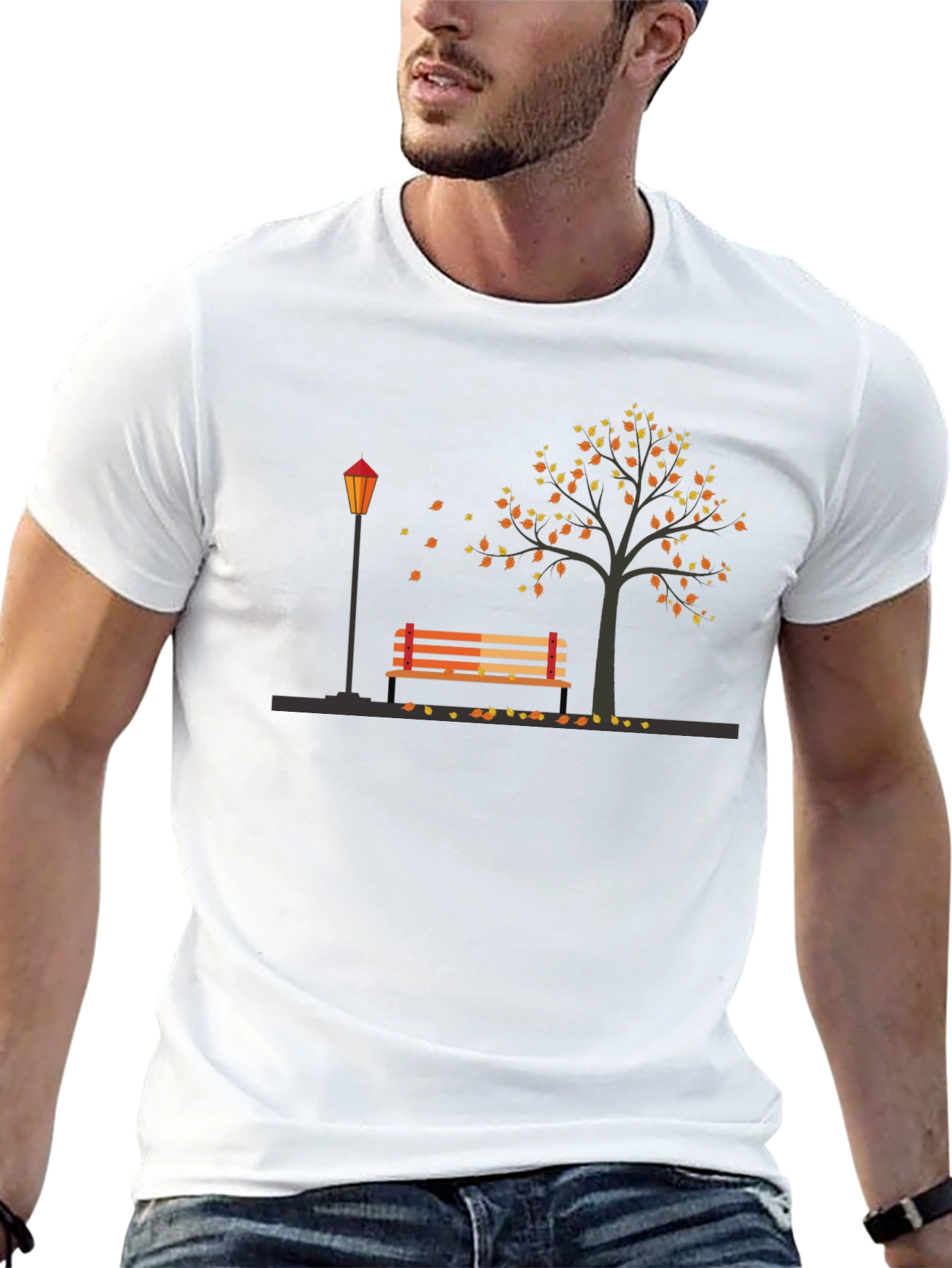 Autumn Park Scene Graphic Tee