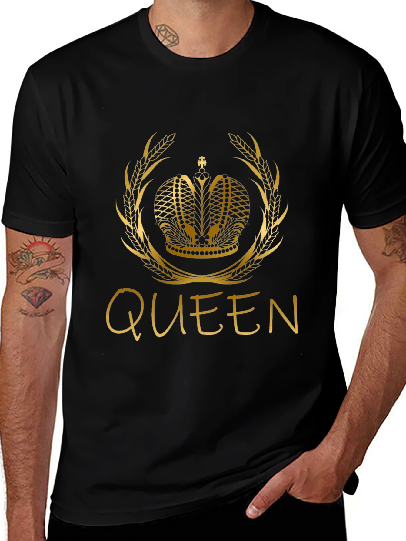 Queen Crown Graphic Tee - Gold Print