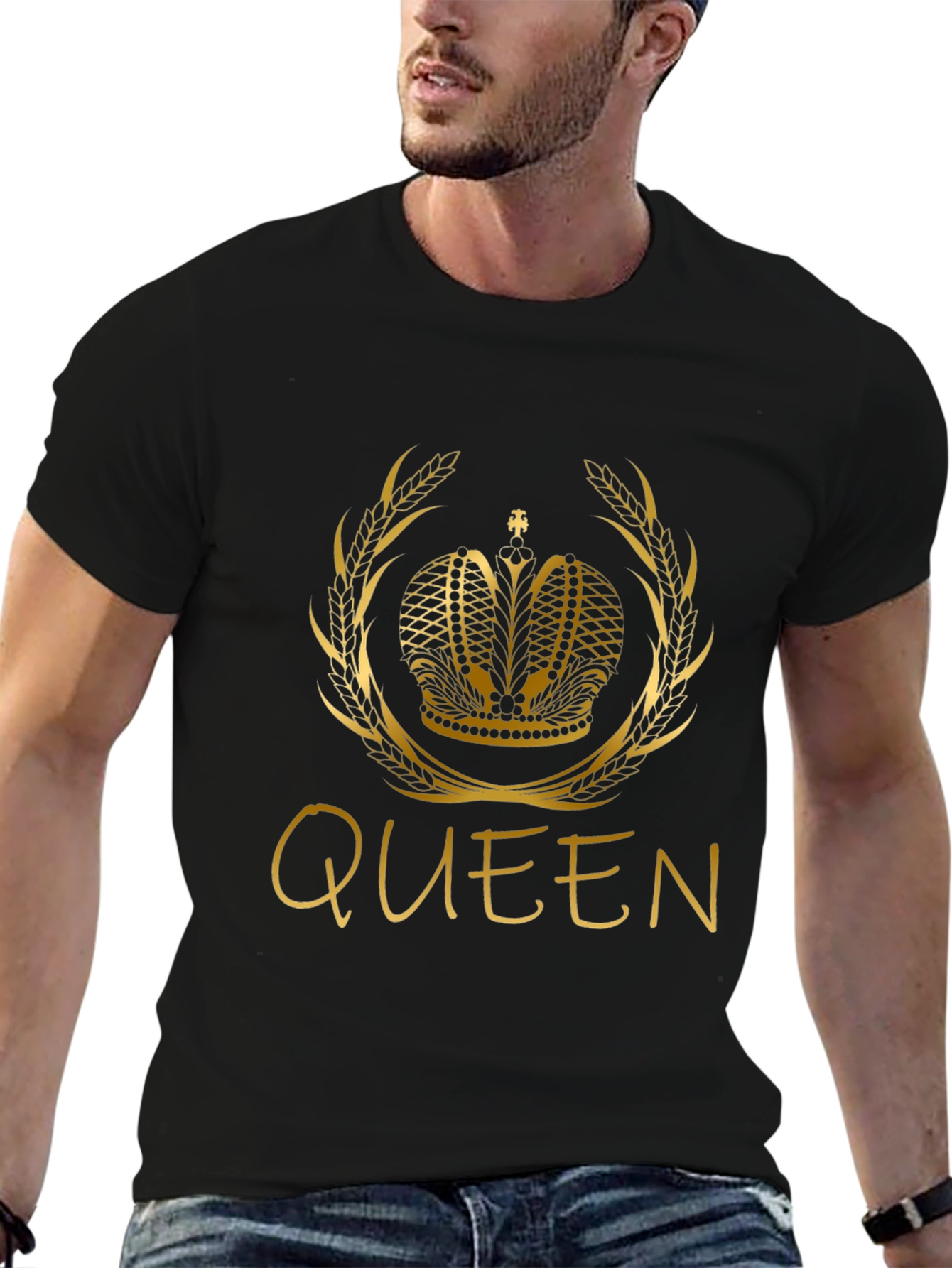 Queen Crown Graphic Tee - Gold Print