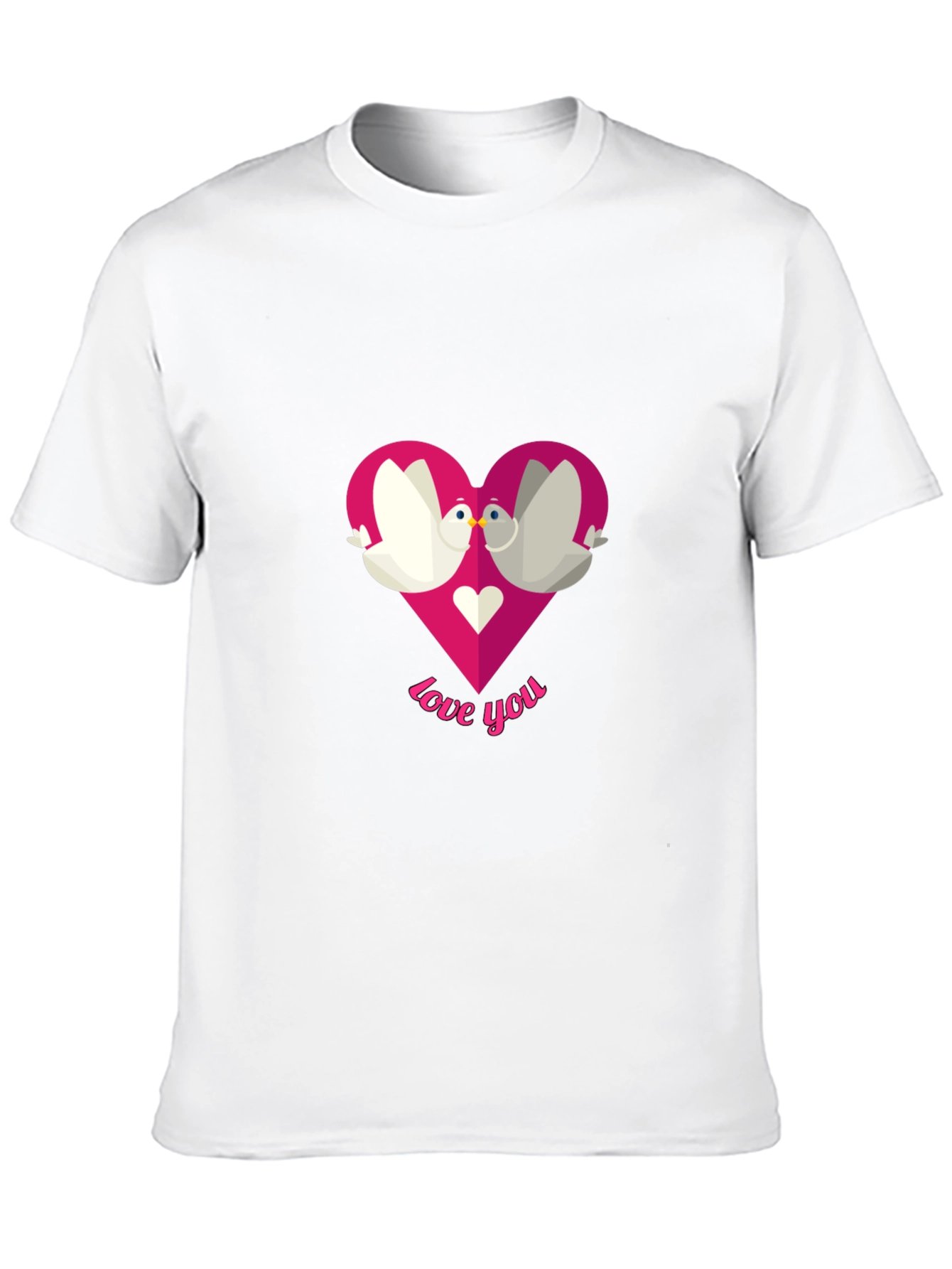 Love You Doves Heart Graphic Tee - Black T-Shirt