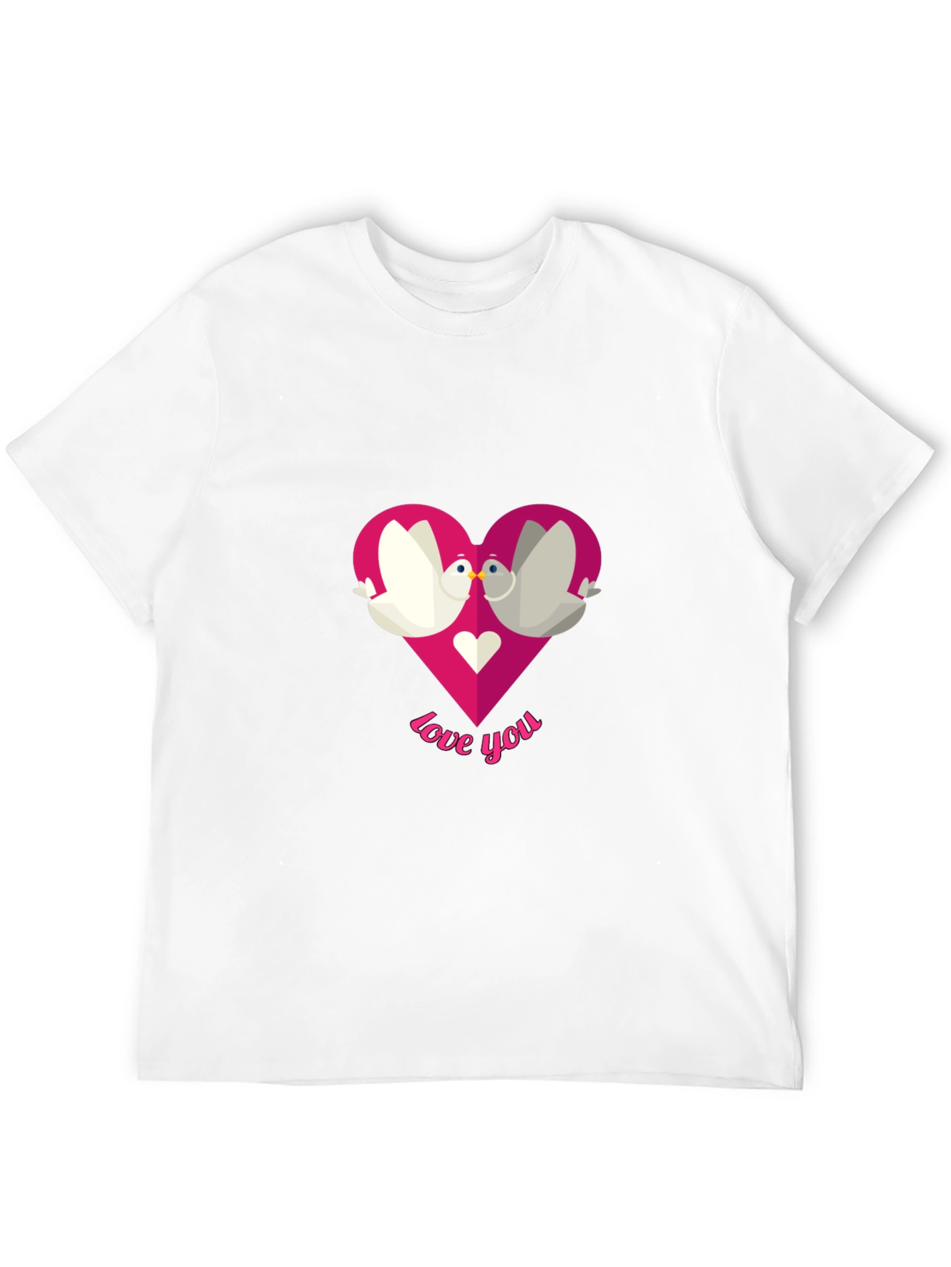 Love You Doves Heart Graphic Tee - Black T-Shirt