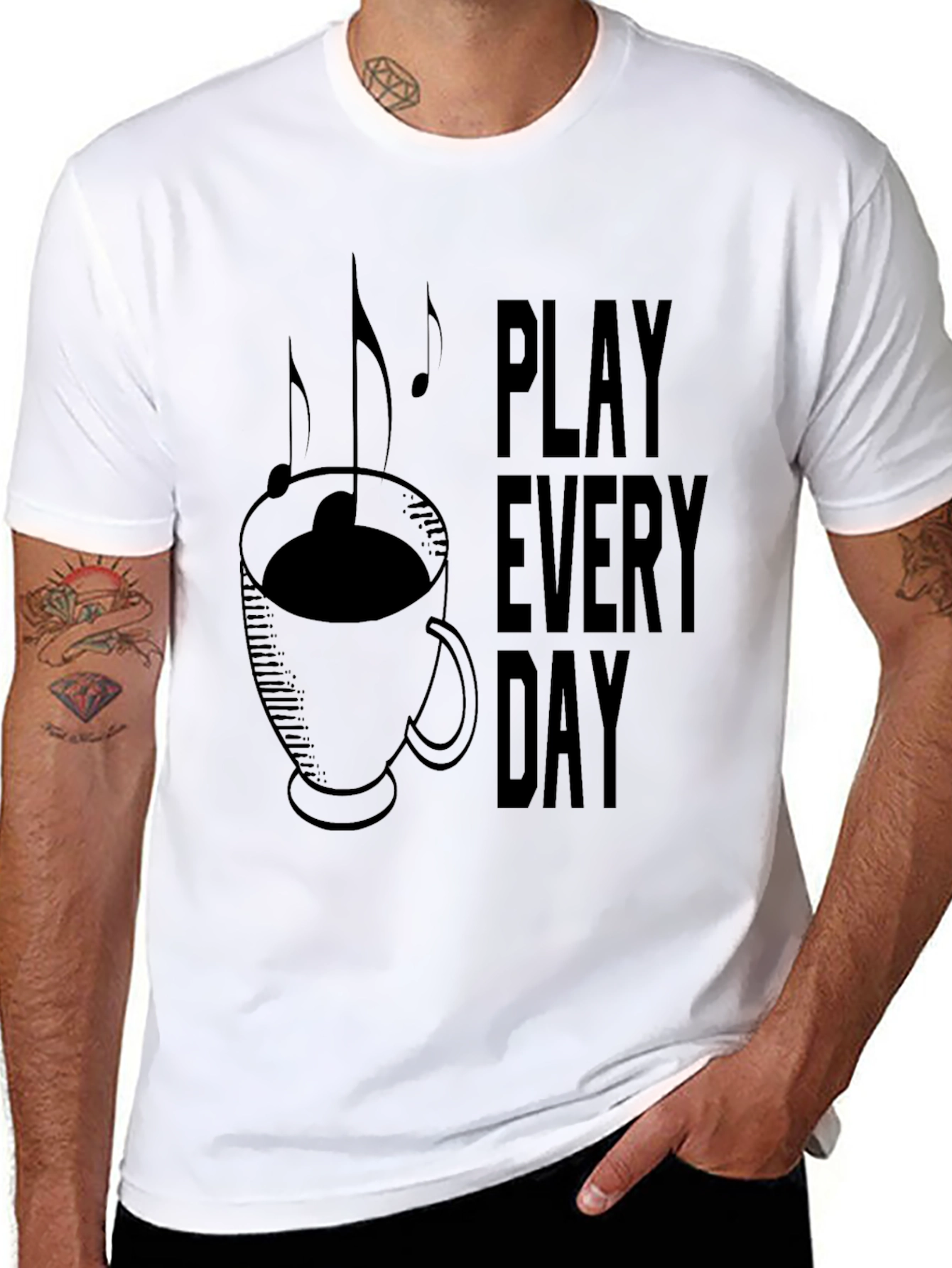 Play Everyday Coffee Music Graphic T-Shirt