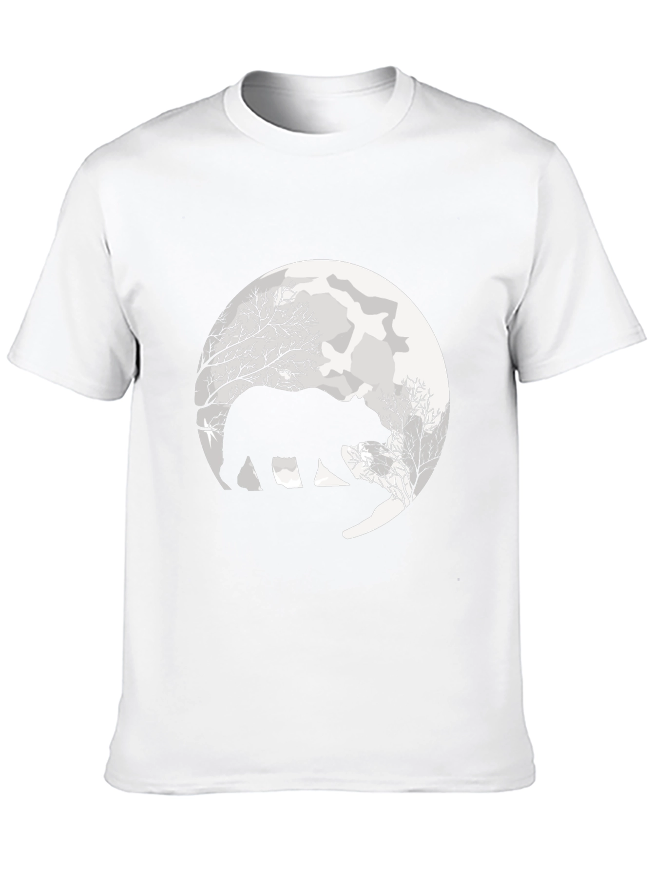 Bear Silhouette Moon Graphic Tee - Black