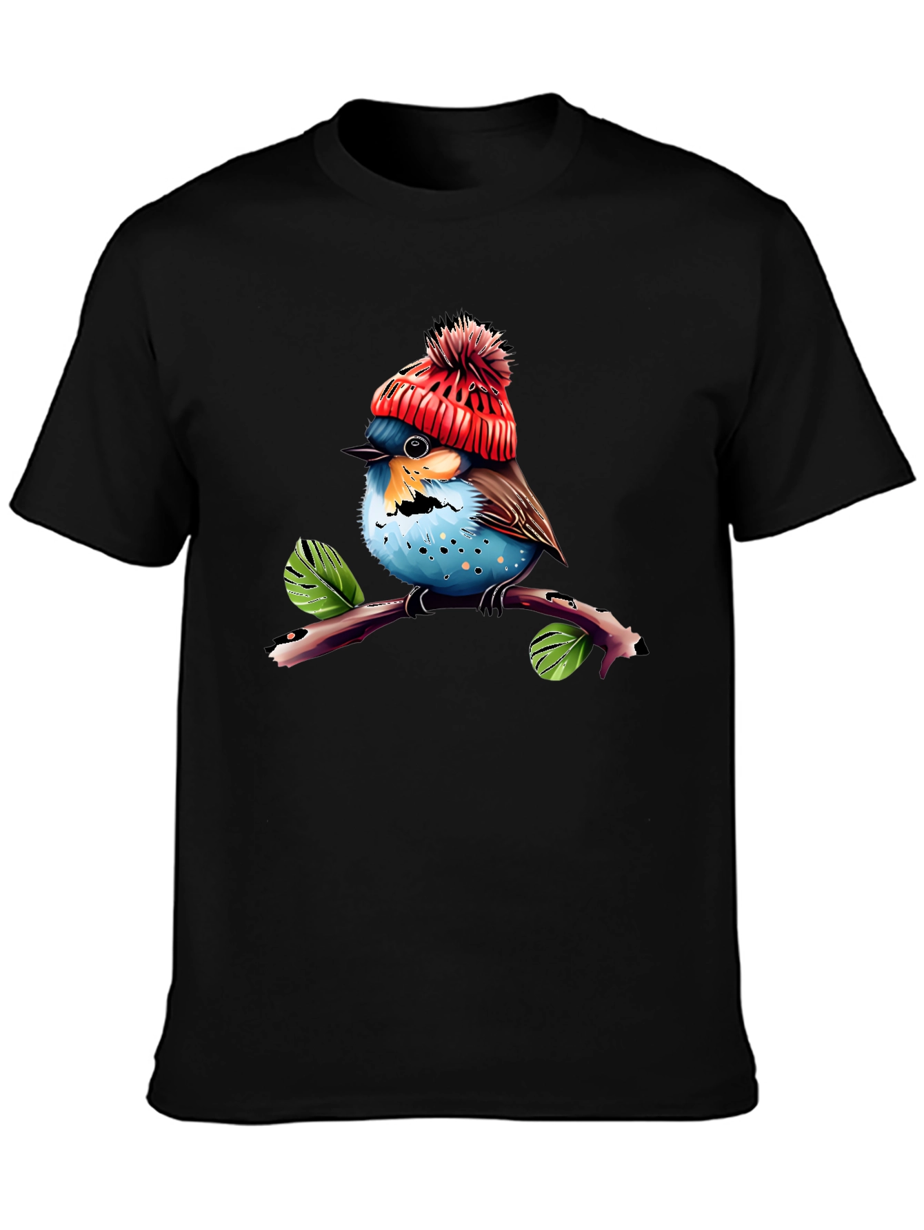 Cute Bird in Hat T-Shirt - Unique Graphic Tee