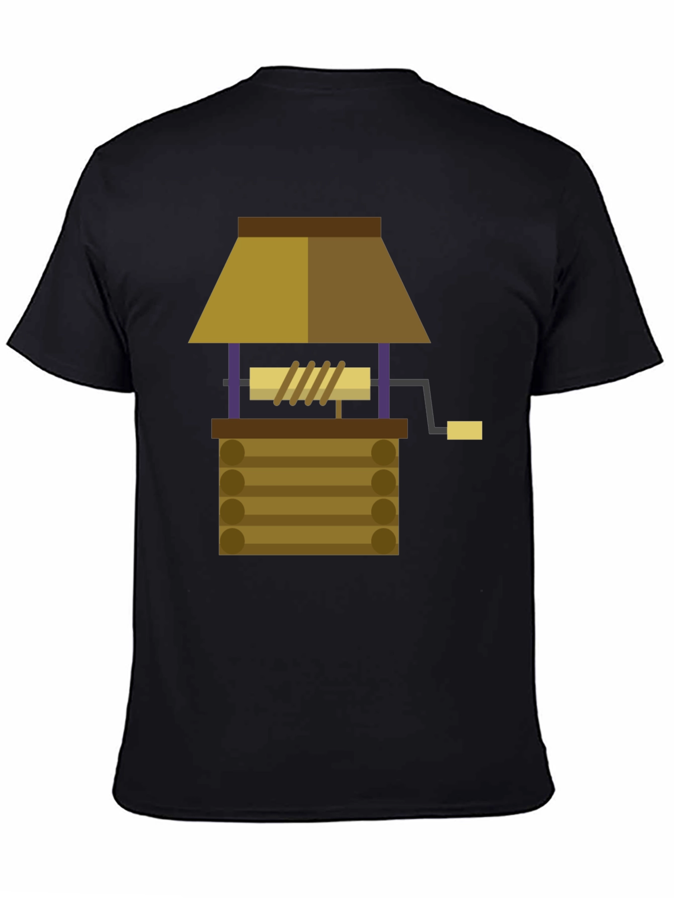 Cartoon Wishing Well Graphic Tee - Black