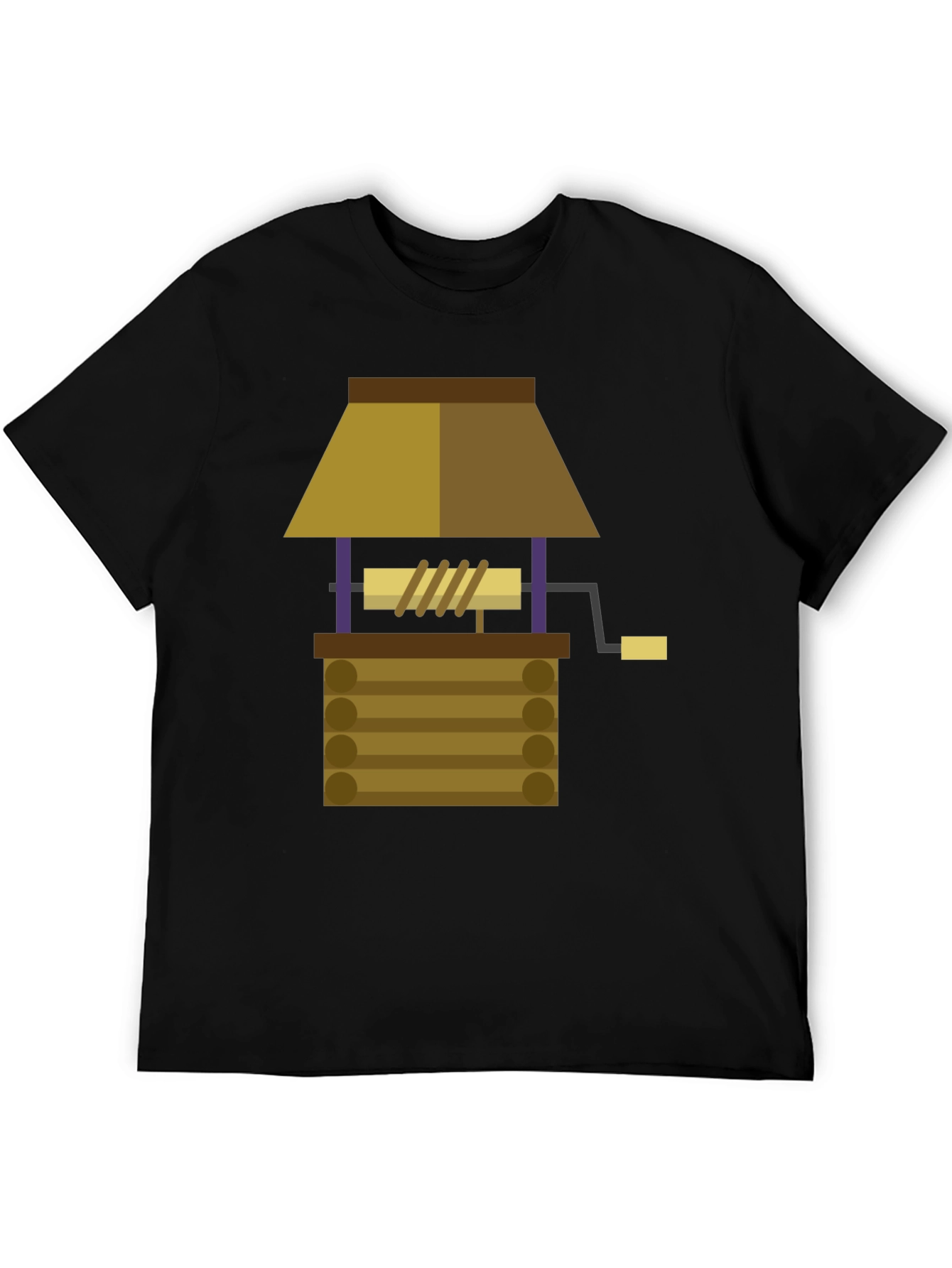 Cartoon Wishing Well Graphic Tee - Black