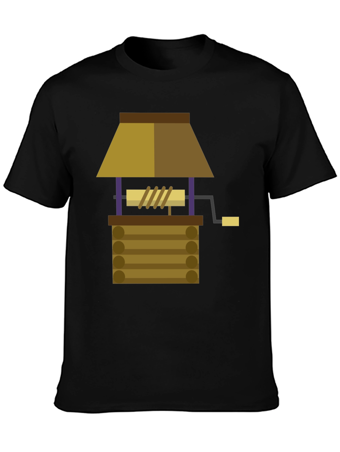 Cartoon Wishing Well Graphic Tee - Black