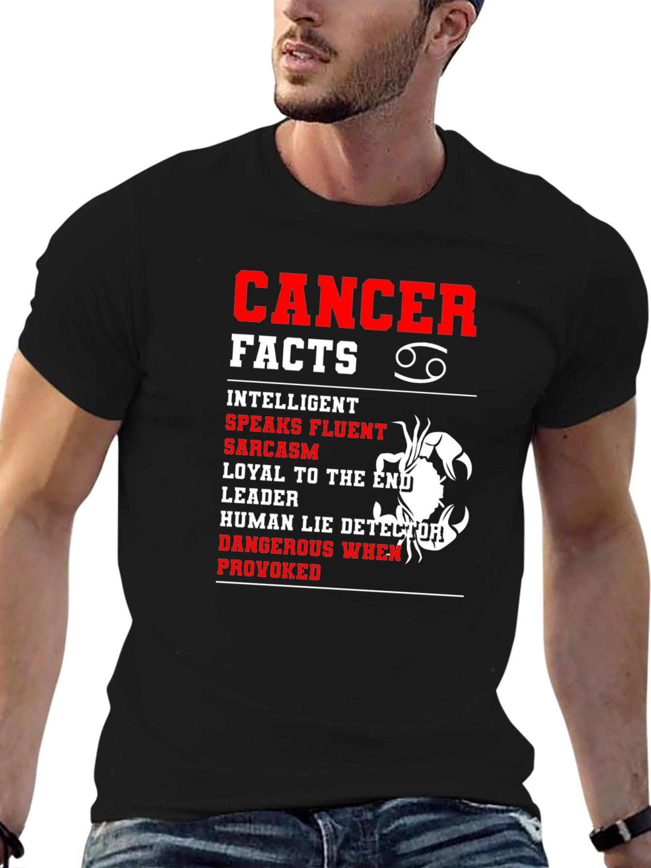 Cancer Zodiac Facts T-Shirt - Intelligent Sarcastic Leader Tee
