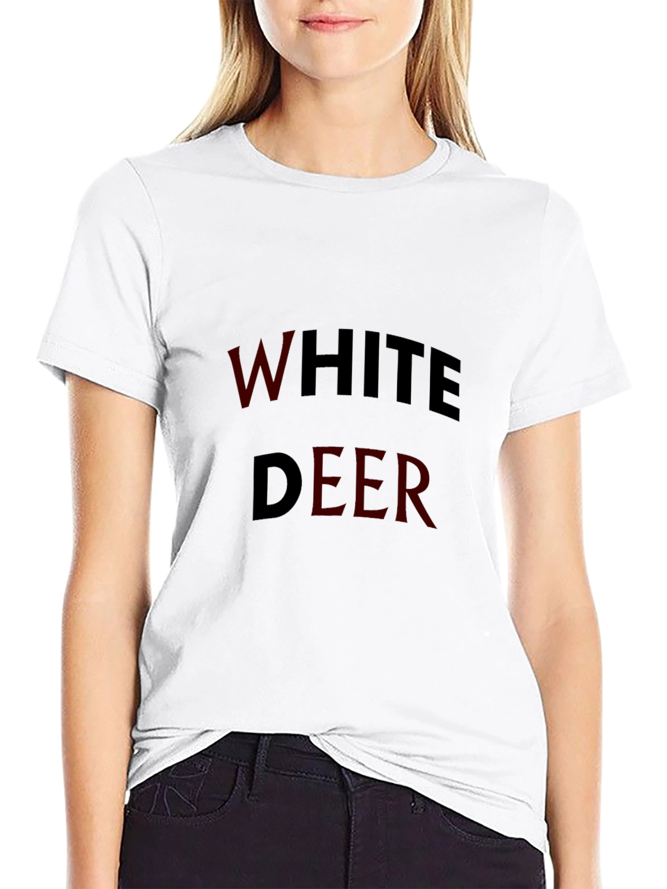 White Deer Graphic Tee - Black Casual Shirt
