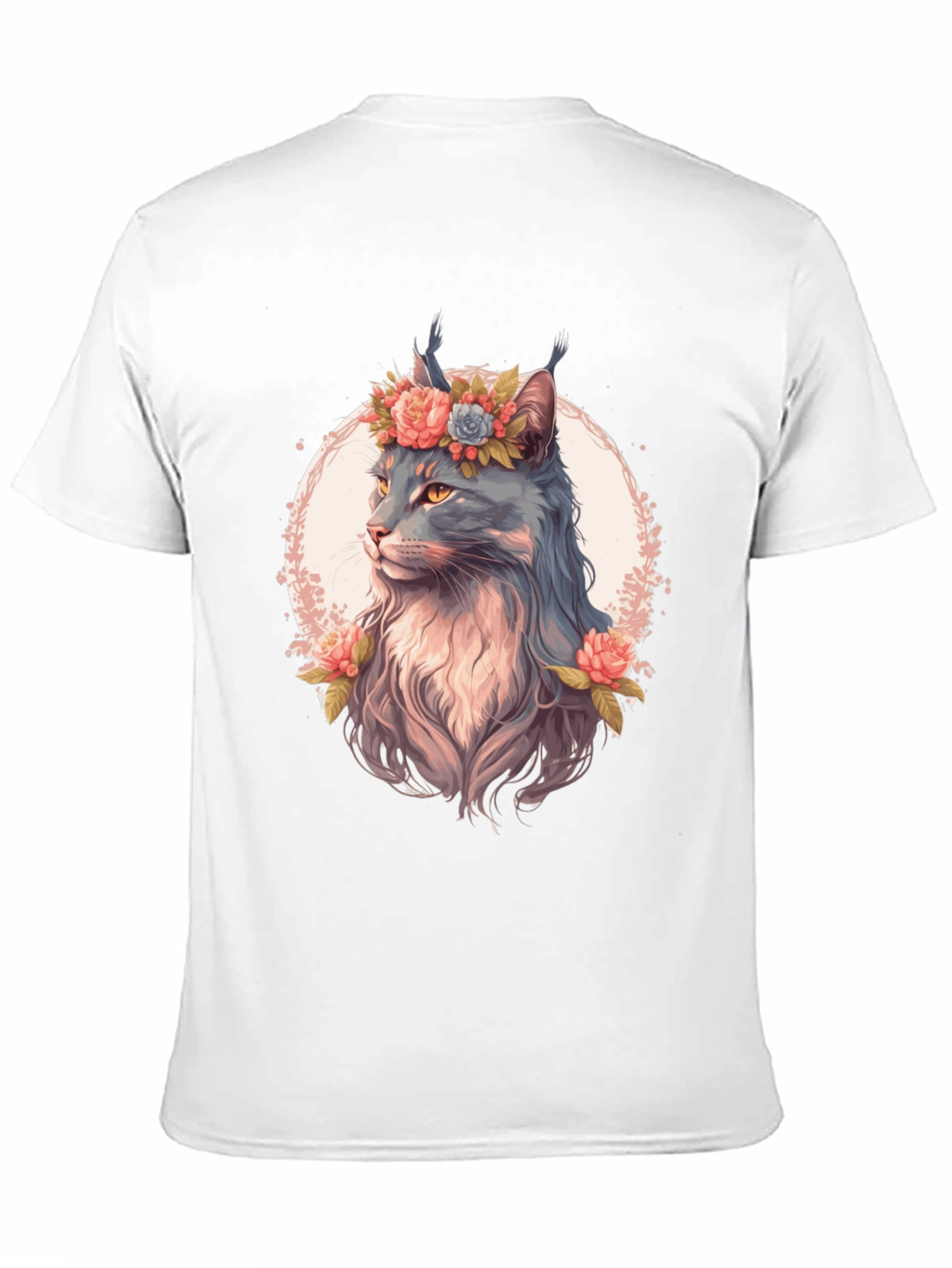 Floral Cat Graphic T-Shirt - Unisex Black Tee