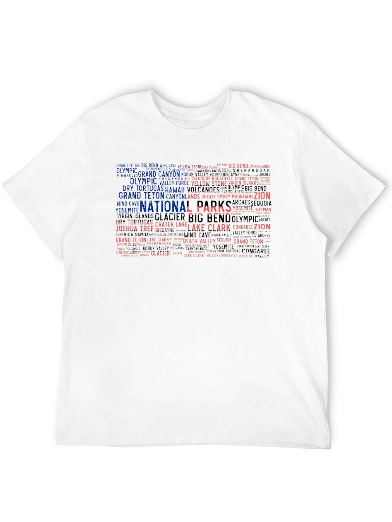 National Park Names USA Flag Graphic T-Shirt