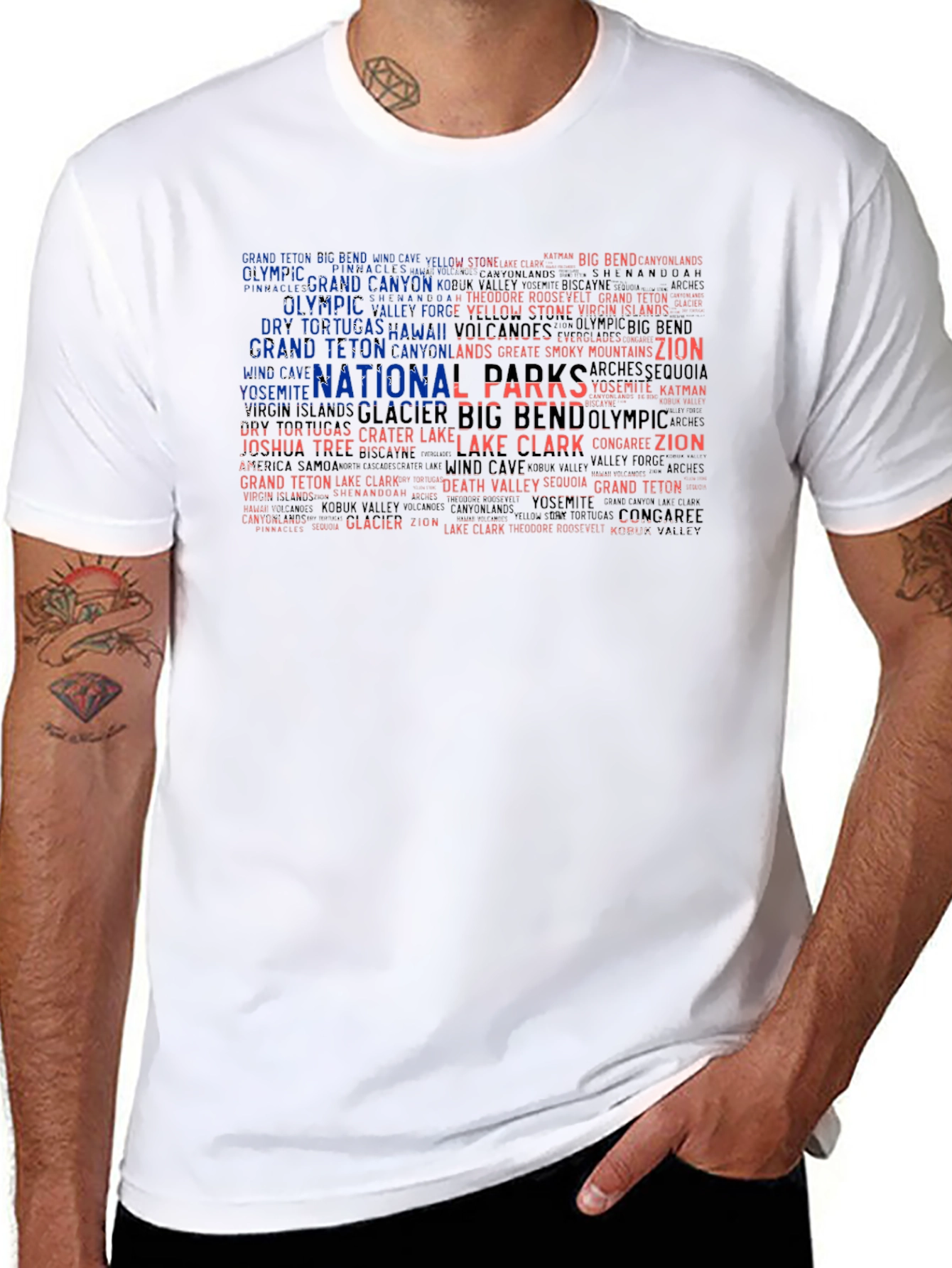 National Park Names USA Flag Graphic T-Shirt